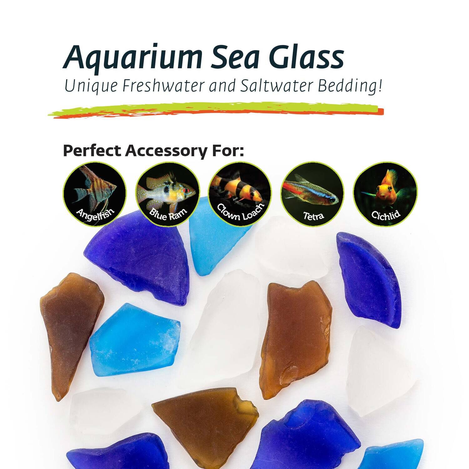 Gal&aacute;pagos Fish Aquarium Sea Glass, Pacific Mix, Jar 22Oz
