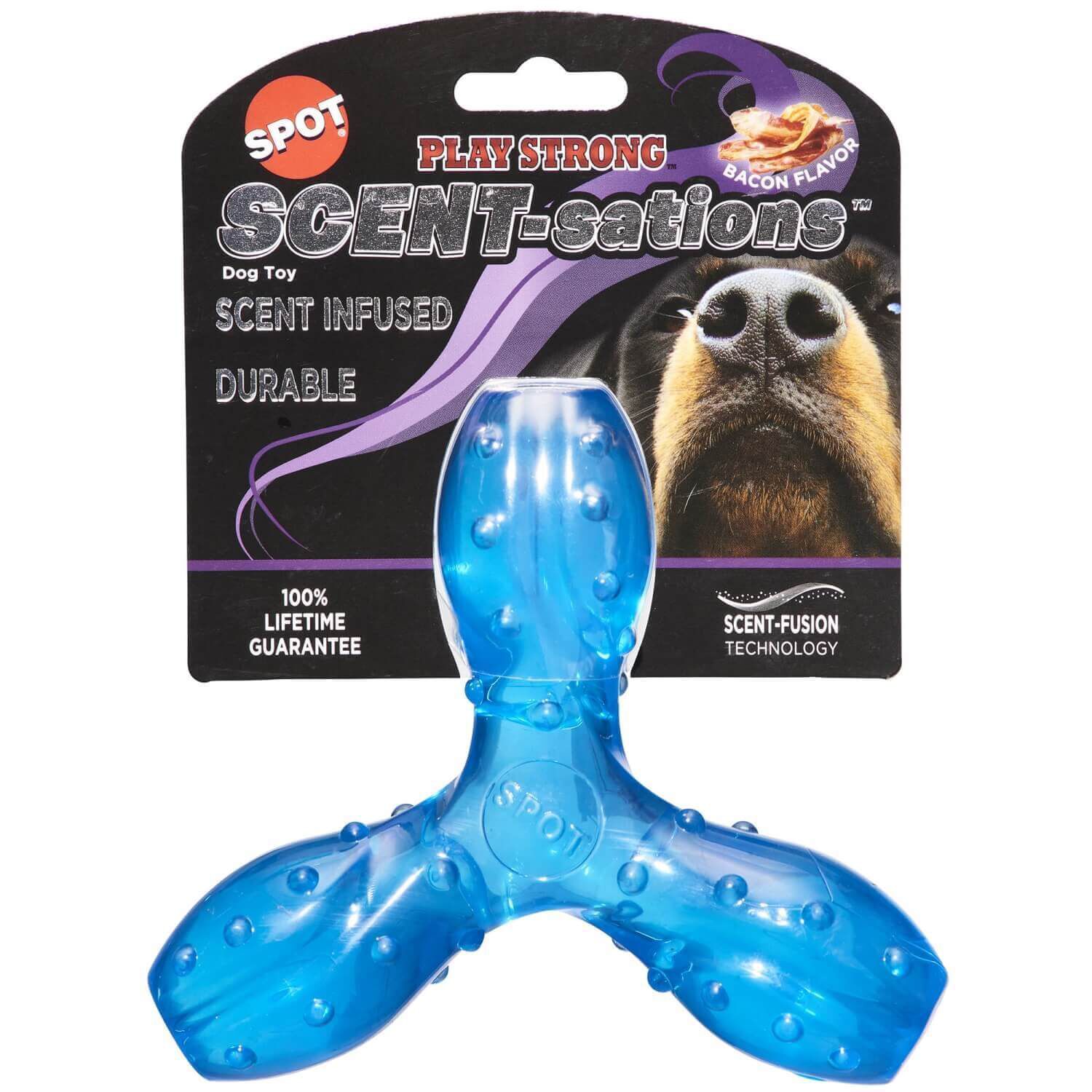 Spot Play Strong Scent-Sation Trident Bacon Dog Toy
