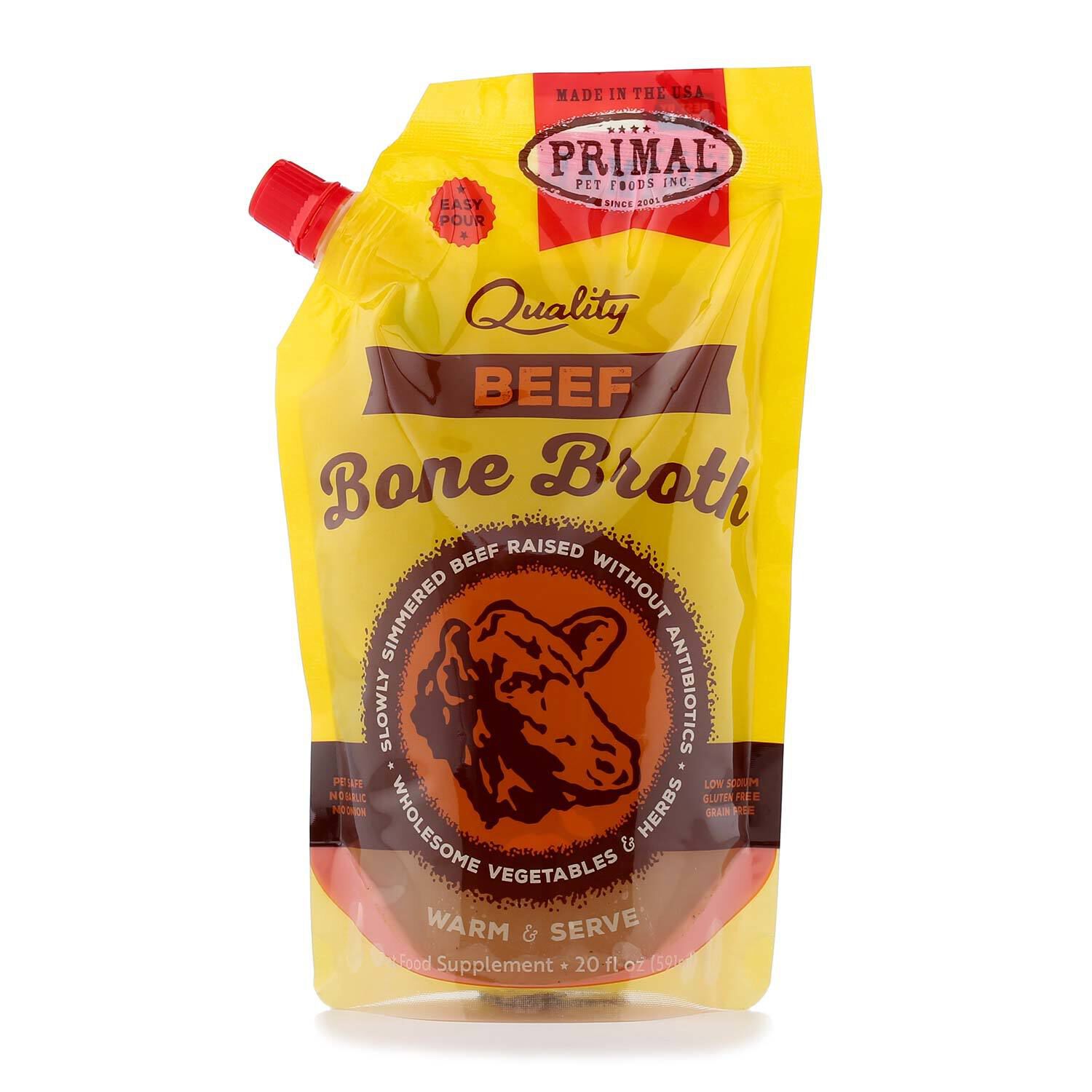 Primal Frozen Beef Bone Broth Dog & Cat Wet Food Topper