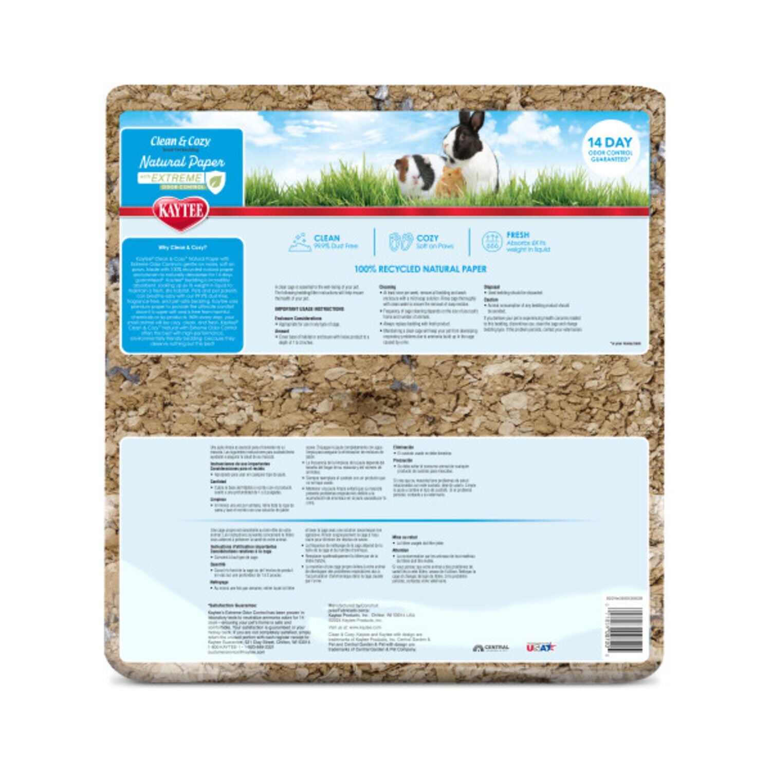 Kaytee Clean & Cozy Natural Paper With Extreme Odor Control Small Animal Bedding, 70-Liters