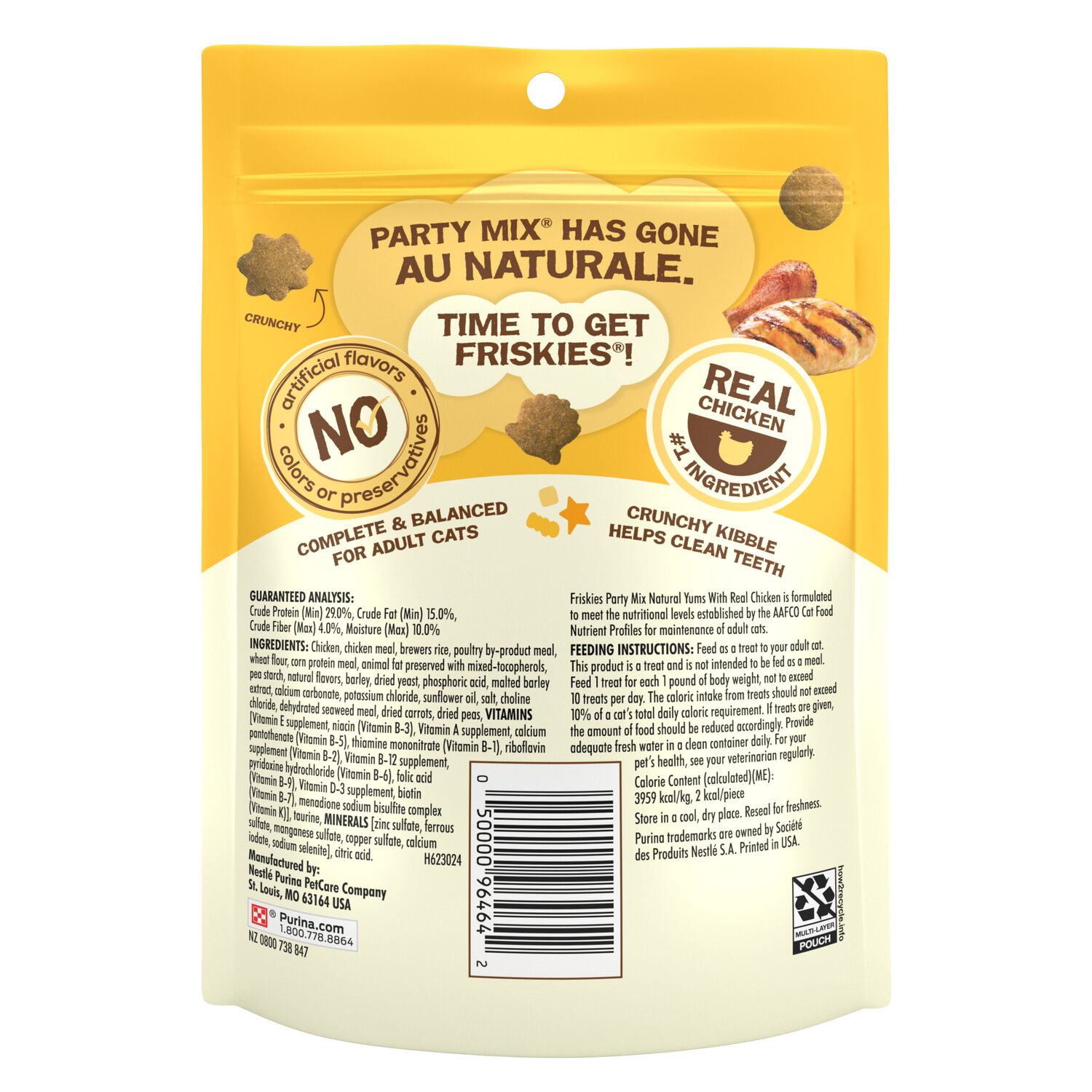 Purina Friskies Party Mix Natural Yums With Real Chicken Crunchy Cat Ttreats, 6-Oz.