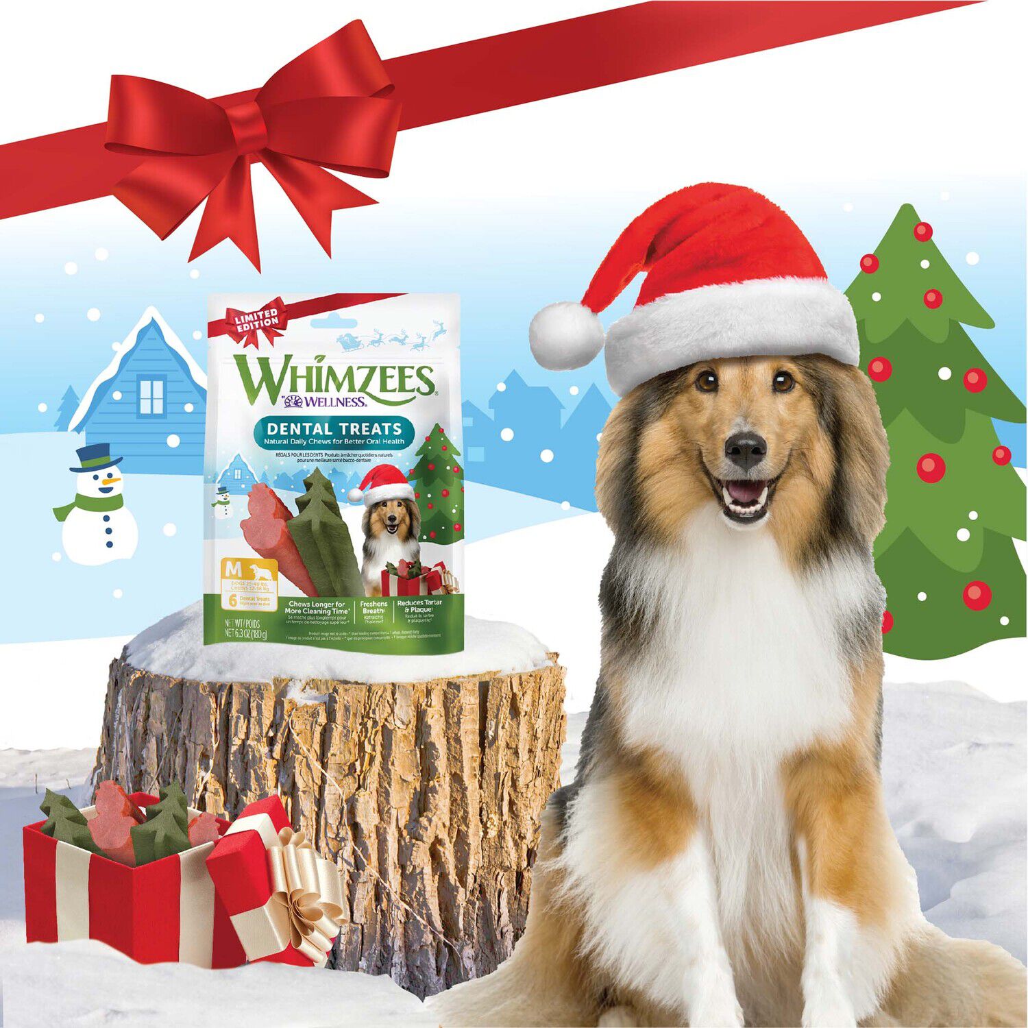 Whimzees Holiday Natural Grain Free Dental Chews Dog Treats For Small Dogs