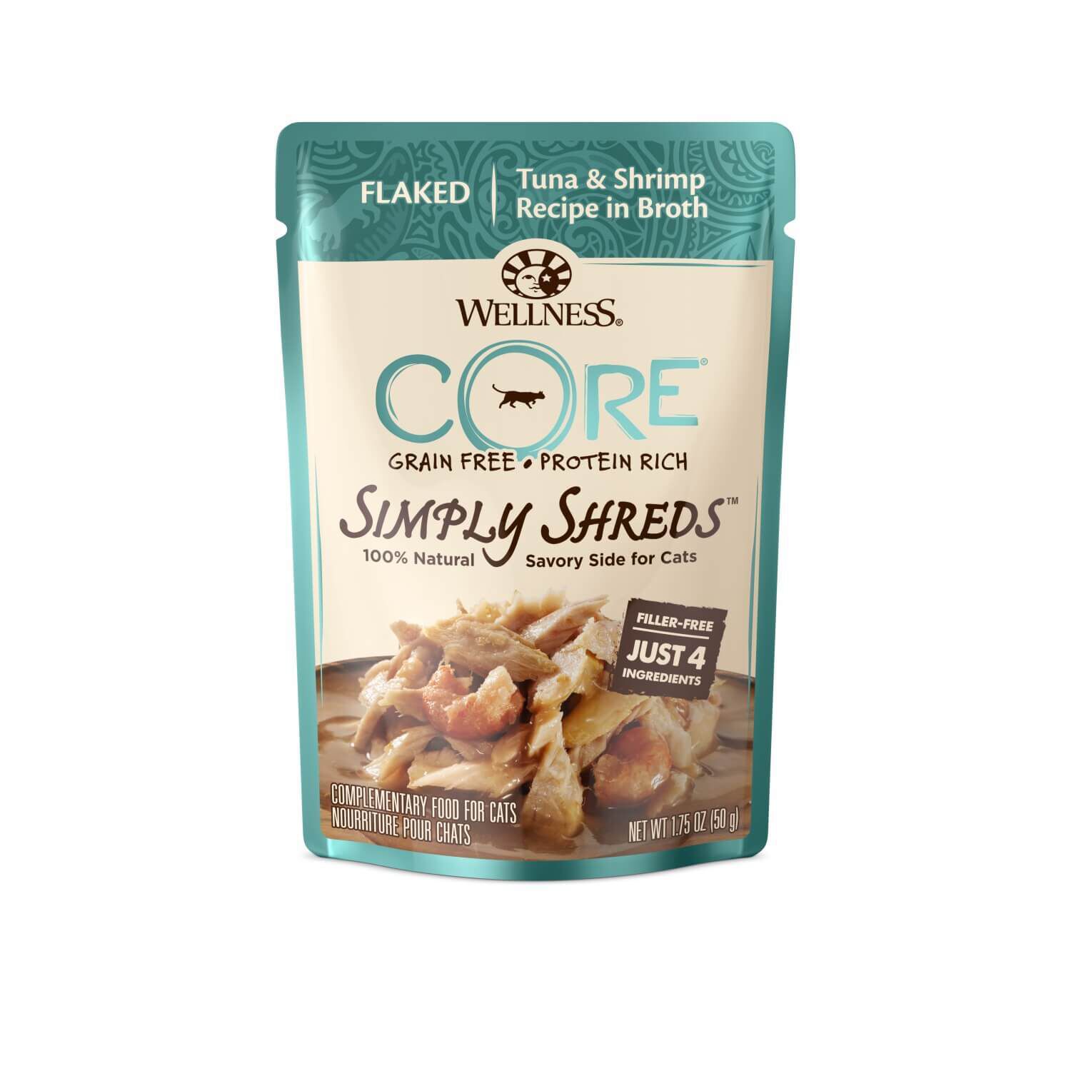Wellness CORE Simply Shreds Grain-Free Wet Dog Food Toppers - 12 Pouches, 4 Flavor Variety Pack