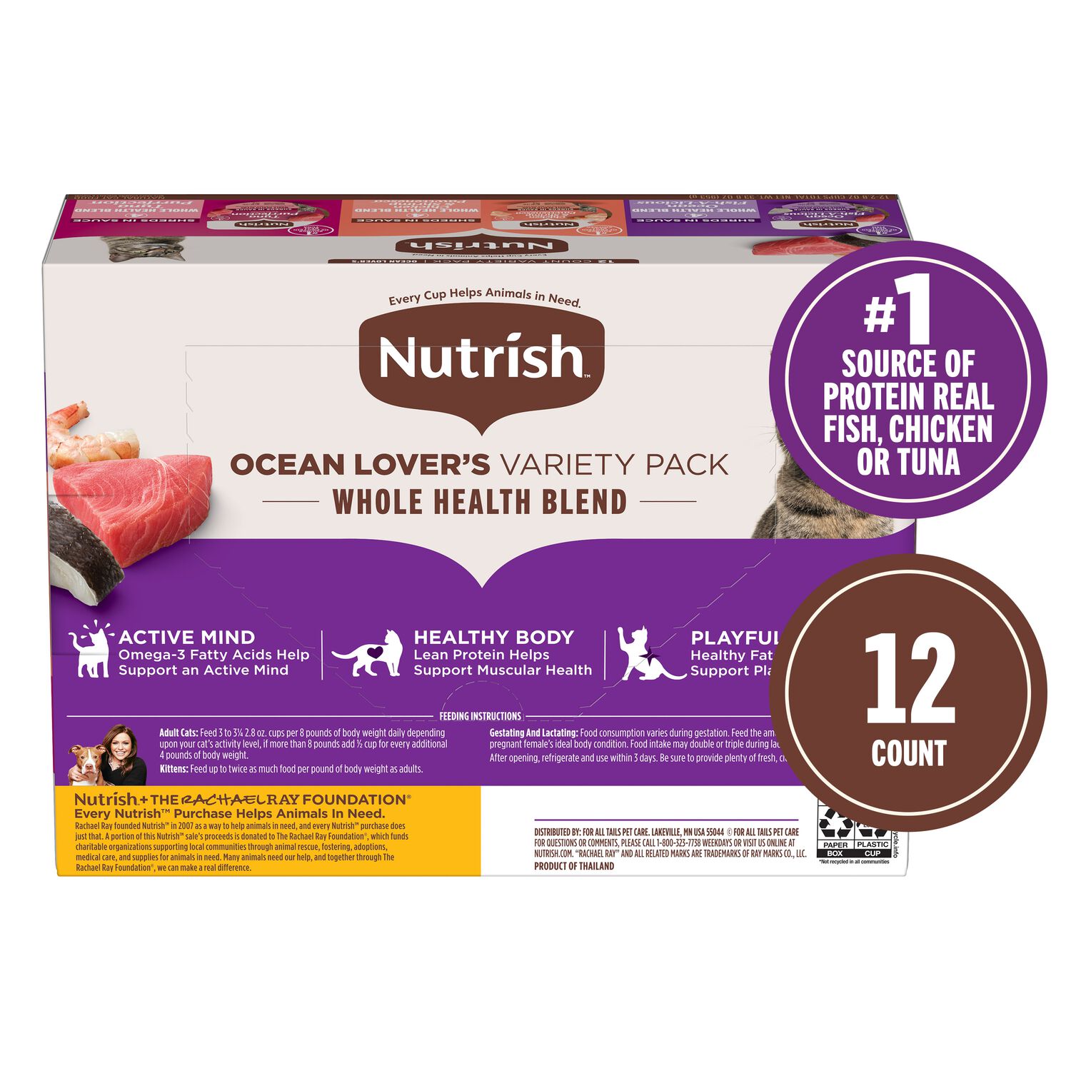 Rachael Ray&reg; Nutrish&trade;  Natual Grain-Free Wet Cat Food, Ocean Lover&rsquo;S Variety Pack,  2.8-Oz Pack Of 12