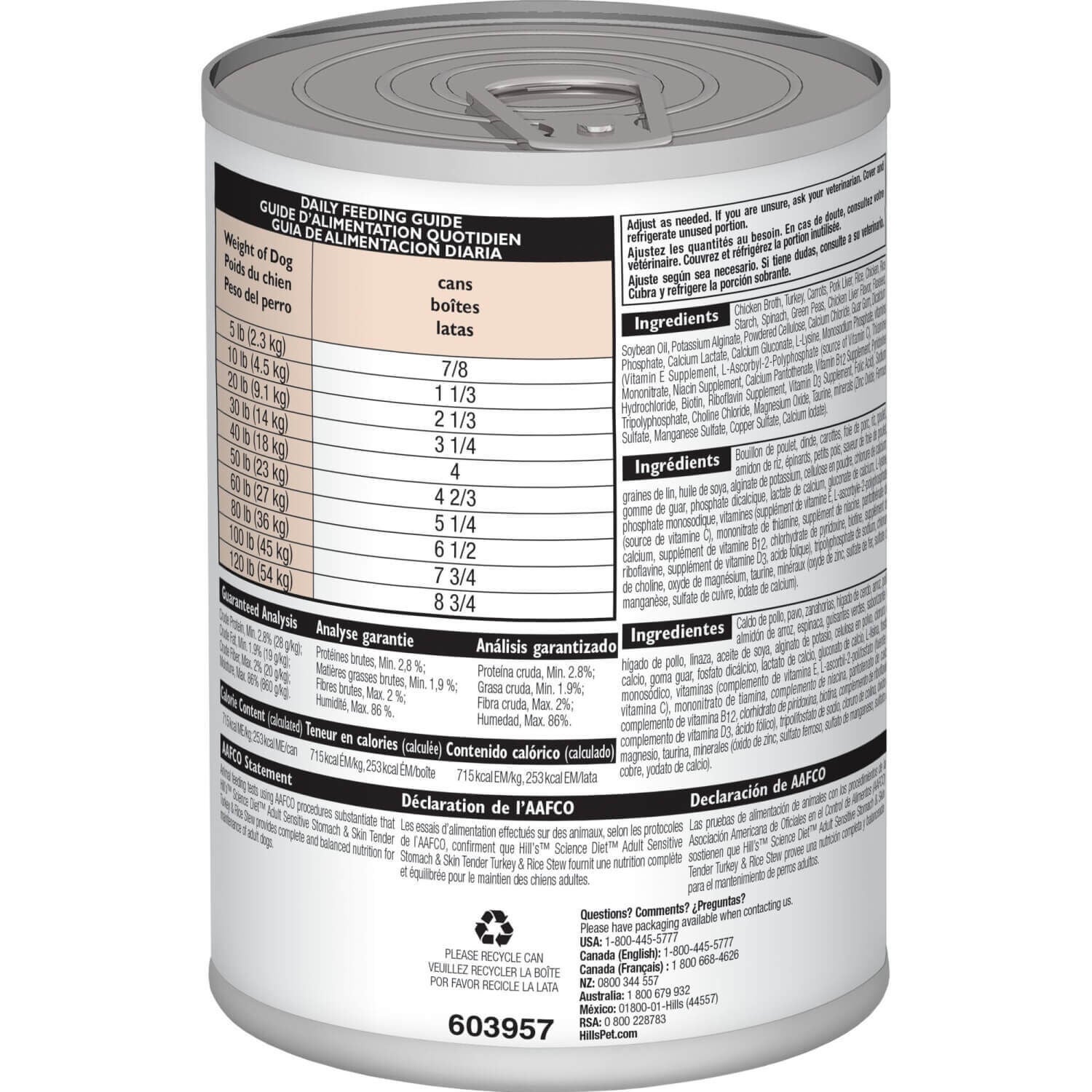 Hill's Science Diet Adult Sensitive Stomach & Skin Tender Turkey & Rice Stew Wet Dog Food