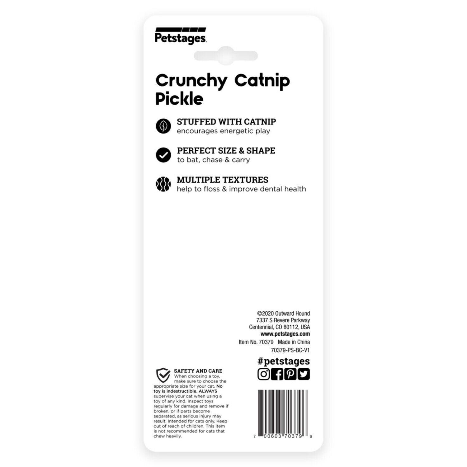 Catstages Crunchy Pickle Kicker Catnip Stuffed Dental Chew Cat Toy