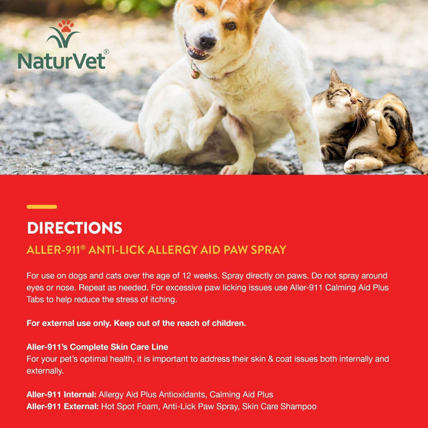 Naturvet Aller-911 Anti-Lick Topical Paw Spray For Dogs & Cats