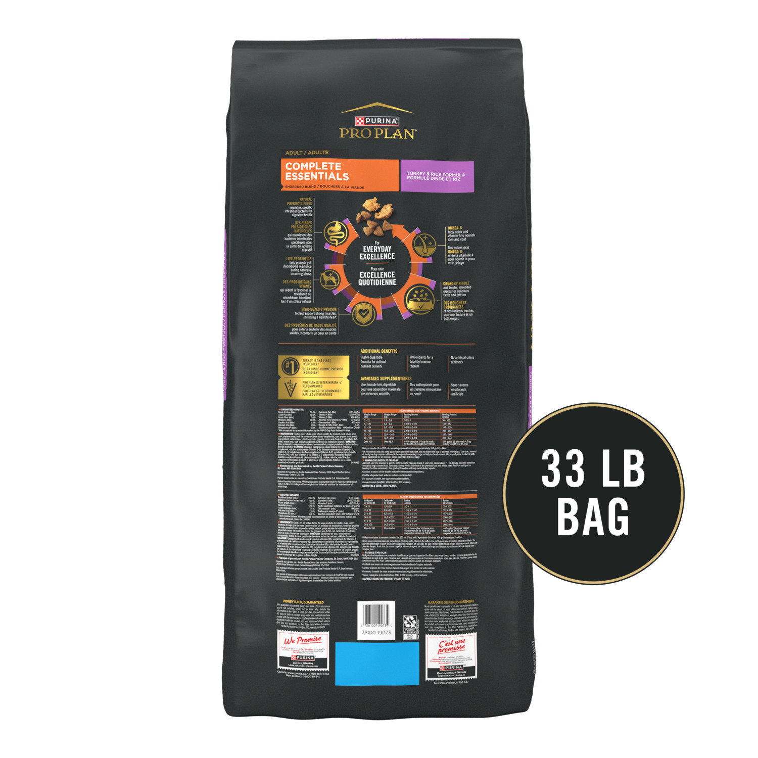 Purina Pro Plan Complete Essentials Shredded Blend Turkey & Rice With Probiotics Adult Formula Dry Dog Food, 5 Lb