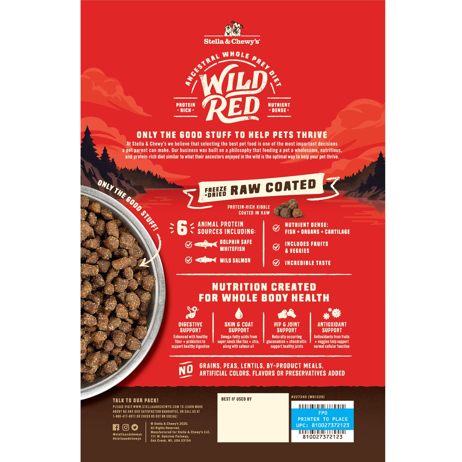 Stella & Chewy's Wild Red Raw Coated Kibble Dry Dog Food- Grain & Legume Free Ocean Recipe, 3.5-Lb