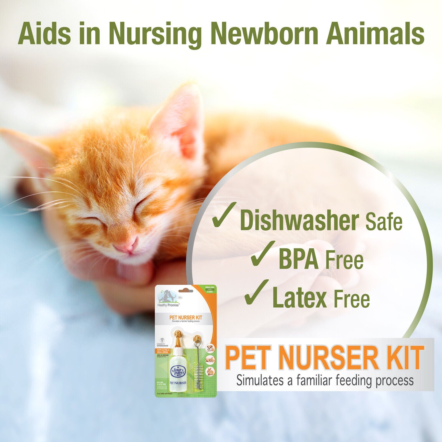 Four Paws Bottle And Brush Puppy & Kitten Nursing Kit, 2-Ounce