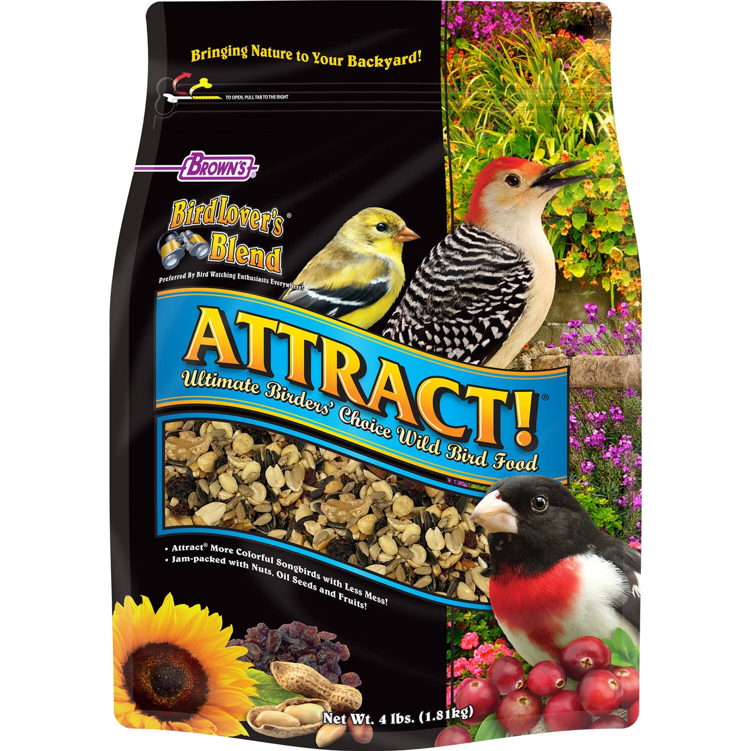 Brown's Bird Lover&rsquo;S Blend Attract Ultimate Birder&rsquo;S Choice Wild Bird Food, 4-Lb