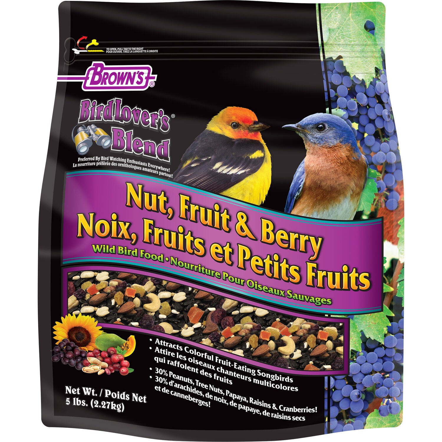 Brown's Bird Lover&rsquo;S Blend Nut, Fruit & Berry Wild Bird Food, 5-Lb