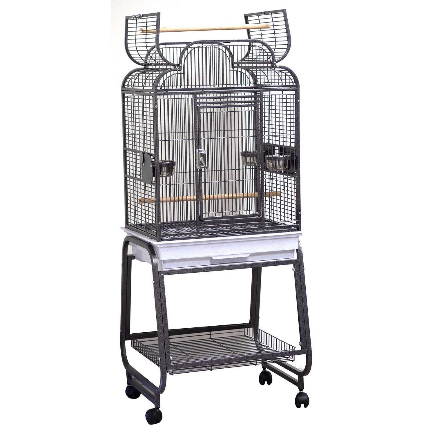 Scroll Dome Cage With Stand Black 22in Pet Supermarket