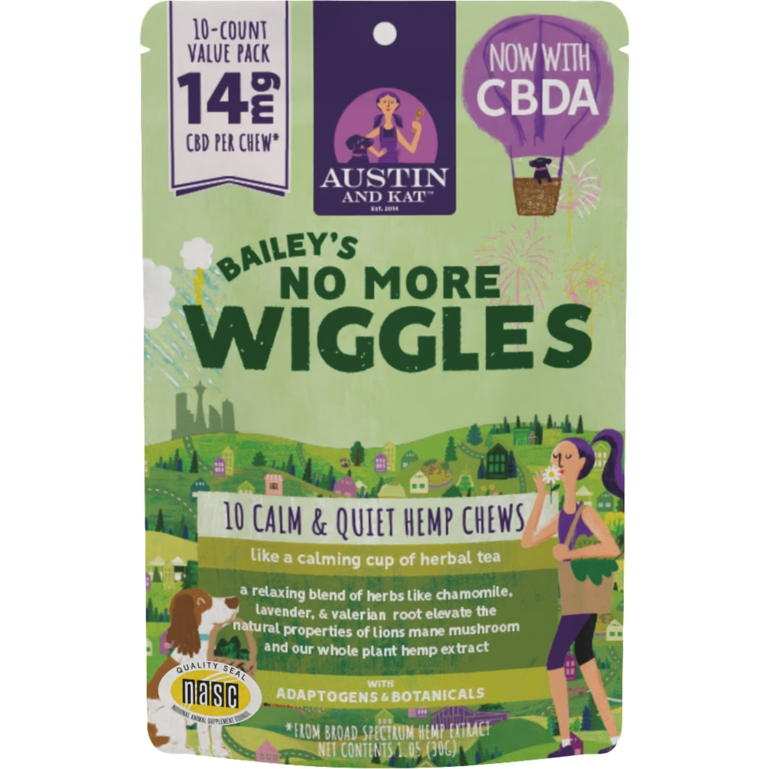 Austin And Kat Bailey's No More Wiggles 14Mg Cbd Dog Soft Chews, Value Pack