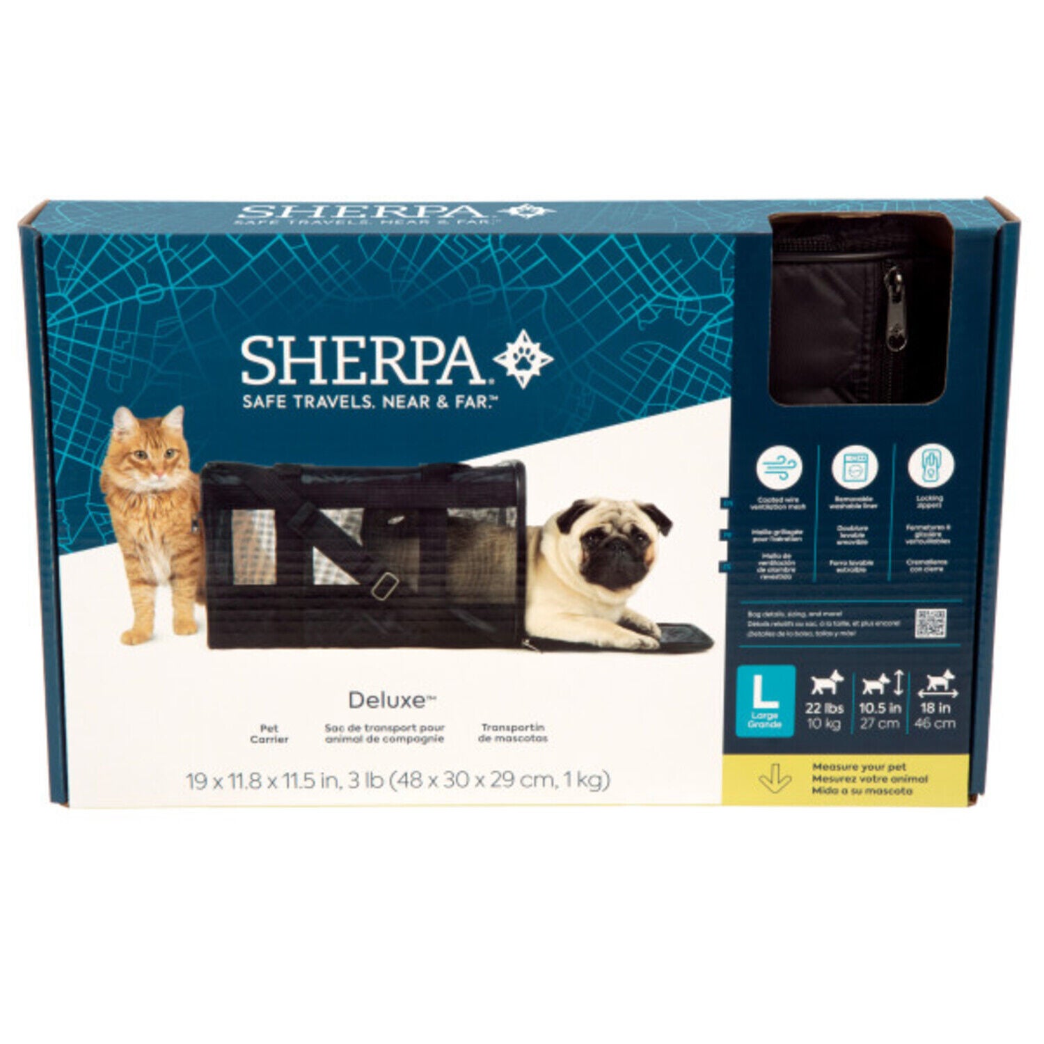 Sherpa Deluxe Airline Approved Soft Sided Dog & Cat Carrier - Black
