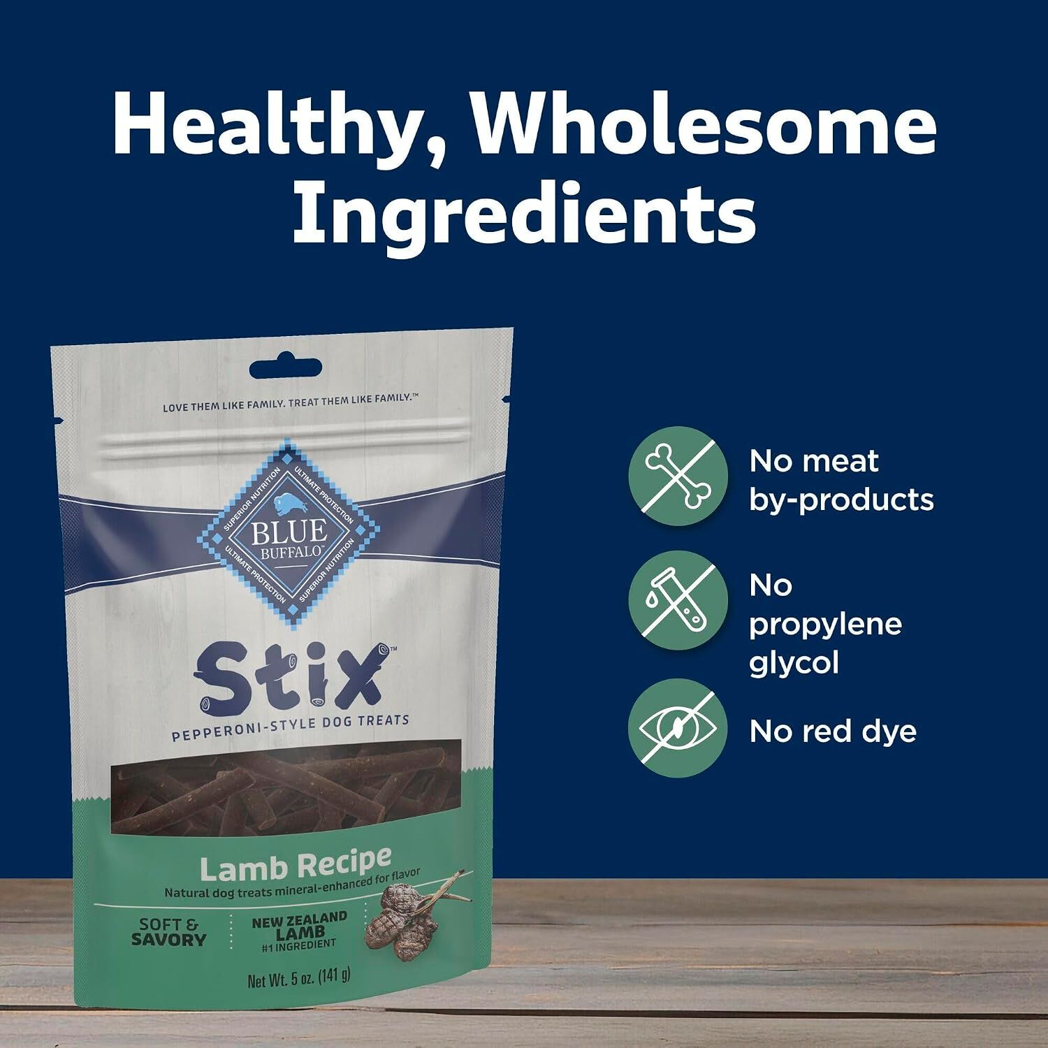 Blue Buffalo Stix Pepperoni-Style Soft & Chewy Dog Treats, Lamb Recipe, 5-Oz Bag