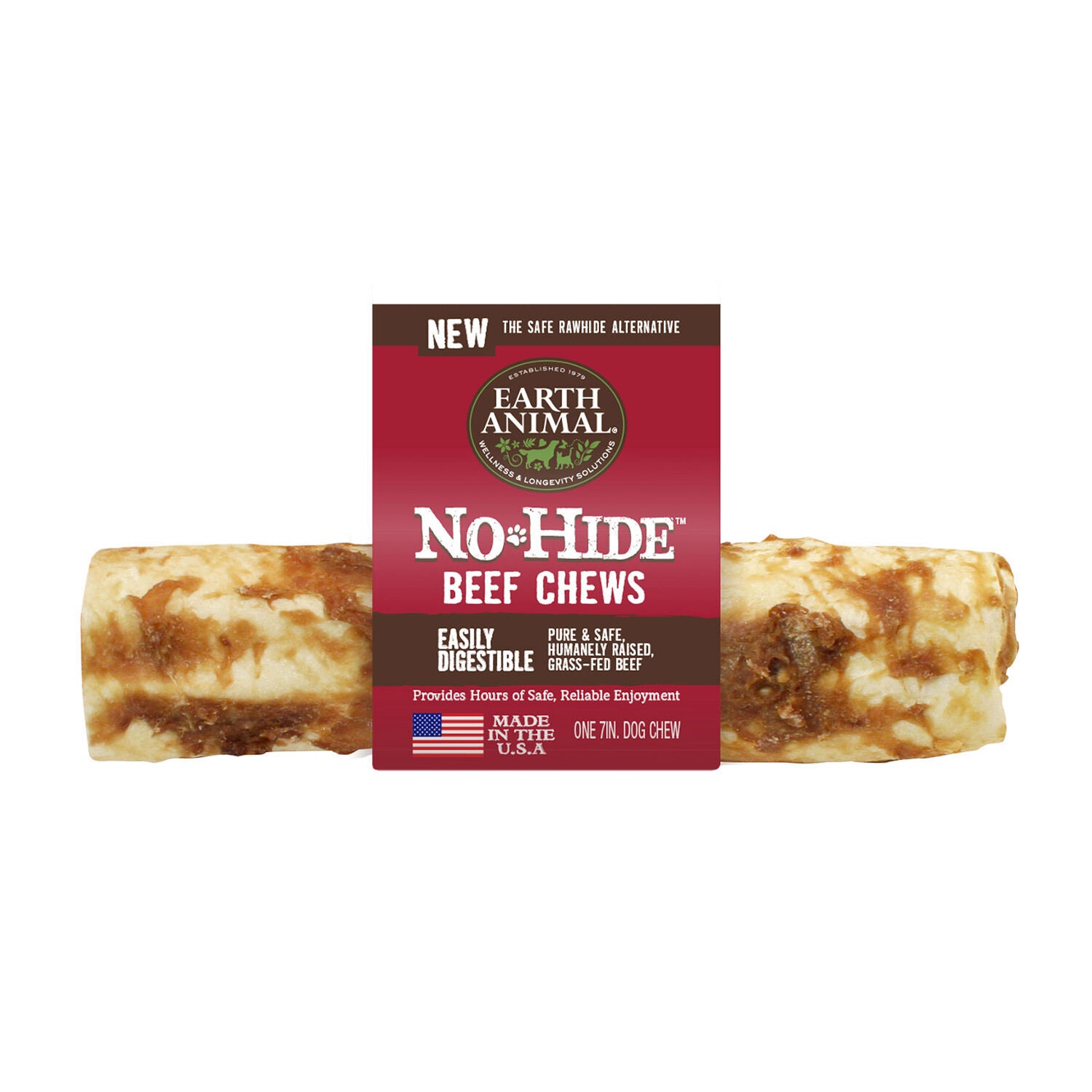 Earth Animal No-Hide Rawhide Alternative Dog Treat Chew, Grass-Fed Beef