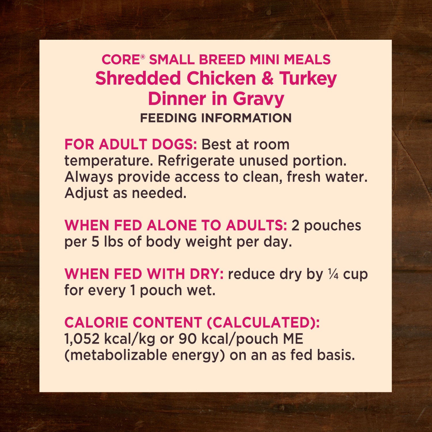 Wellness Core Natural Grain-Free Small Breed Mini Meals Wet Dog Food, Shredded Chicken & Turkey Dinner In Gravy, 3-Ounce Pouch