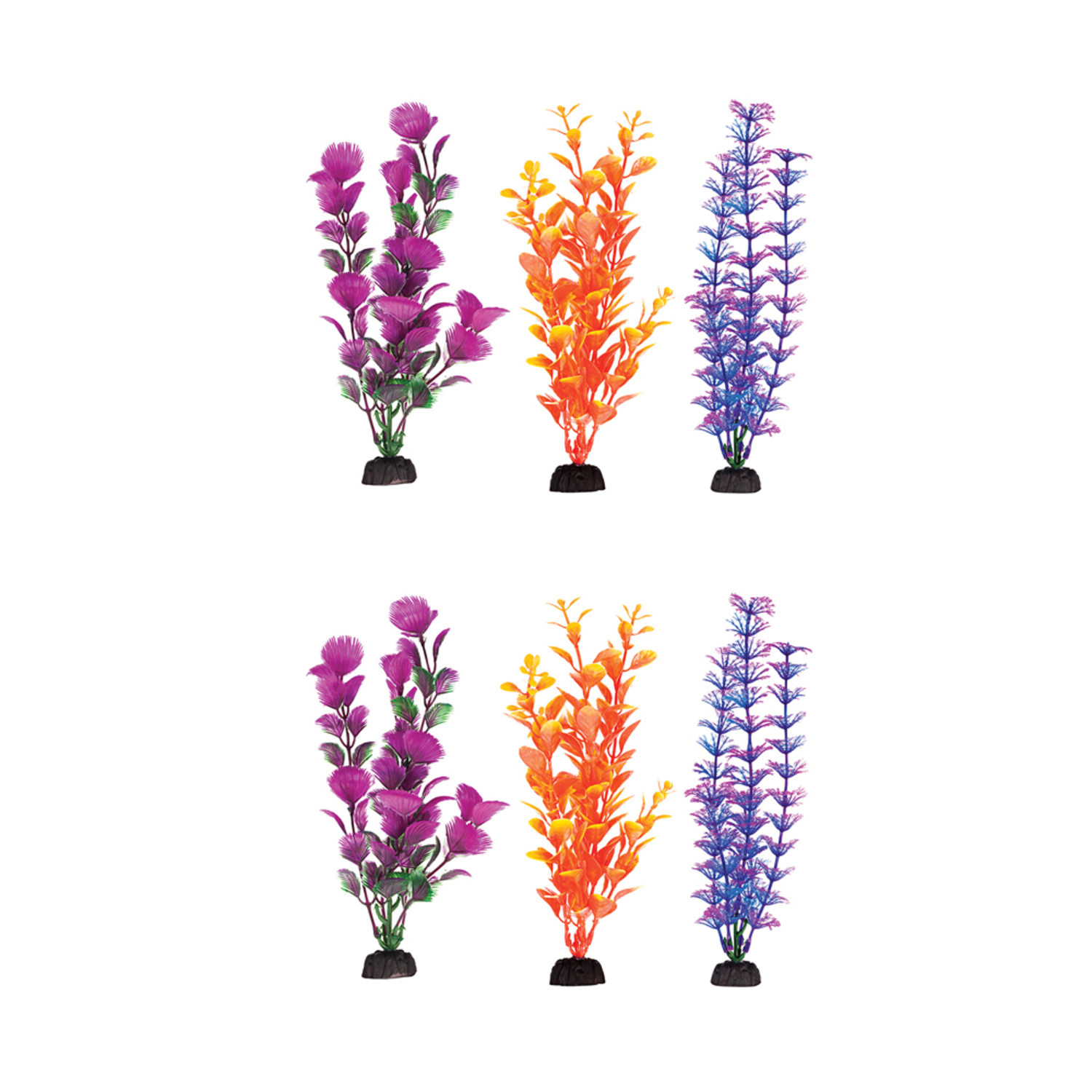 Penn Plax Colorful Aquarium Plastic Plant Pack, 4-Inch
