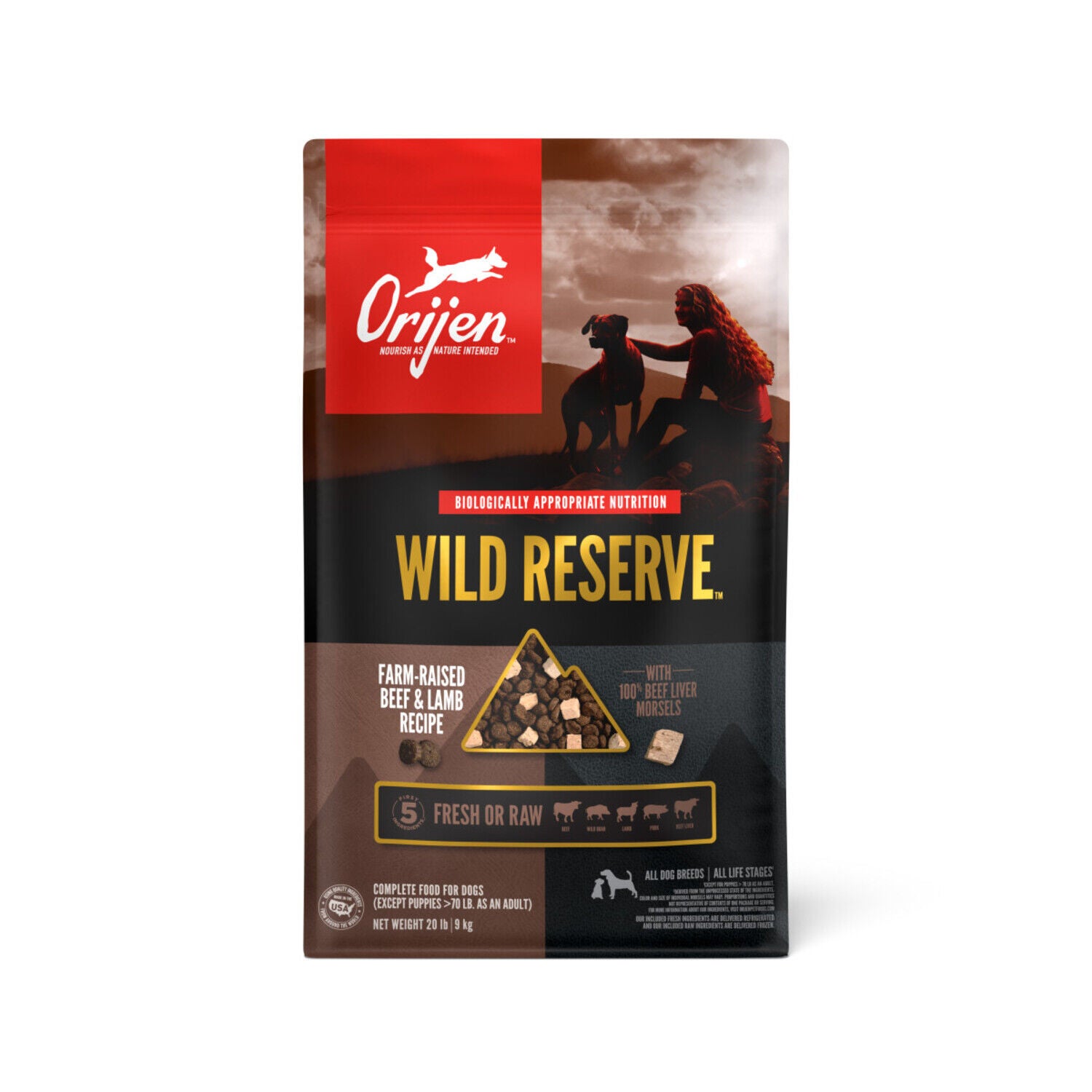 Orijen Wild Reserve Farm-Raised Beef & Lamb Recipe Dry Dog Food, 20-Lb