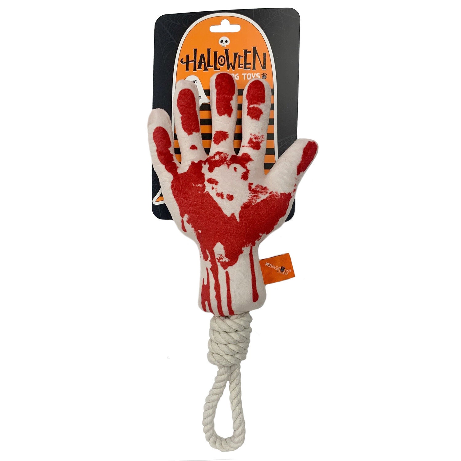 Petrageous Halloween Bloody Hand Rope, Tug & Toss Dog Toy, 15.5"