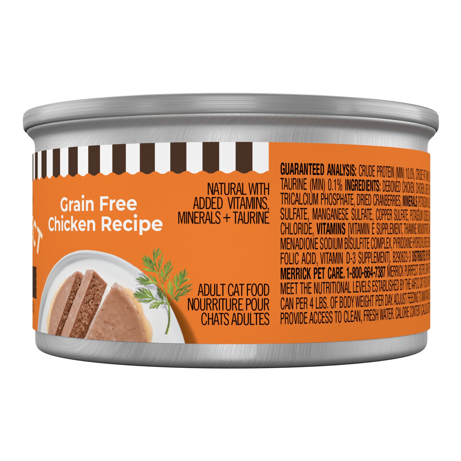 Merrick Purrfect Bistro Chicken Recipe Pate Grain-Free Wet Cat Food, 3-Oz Can Pack Of 24