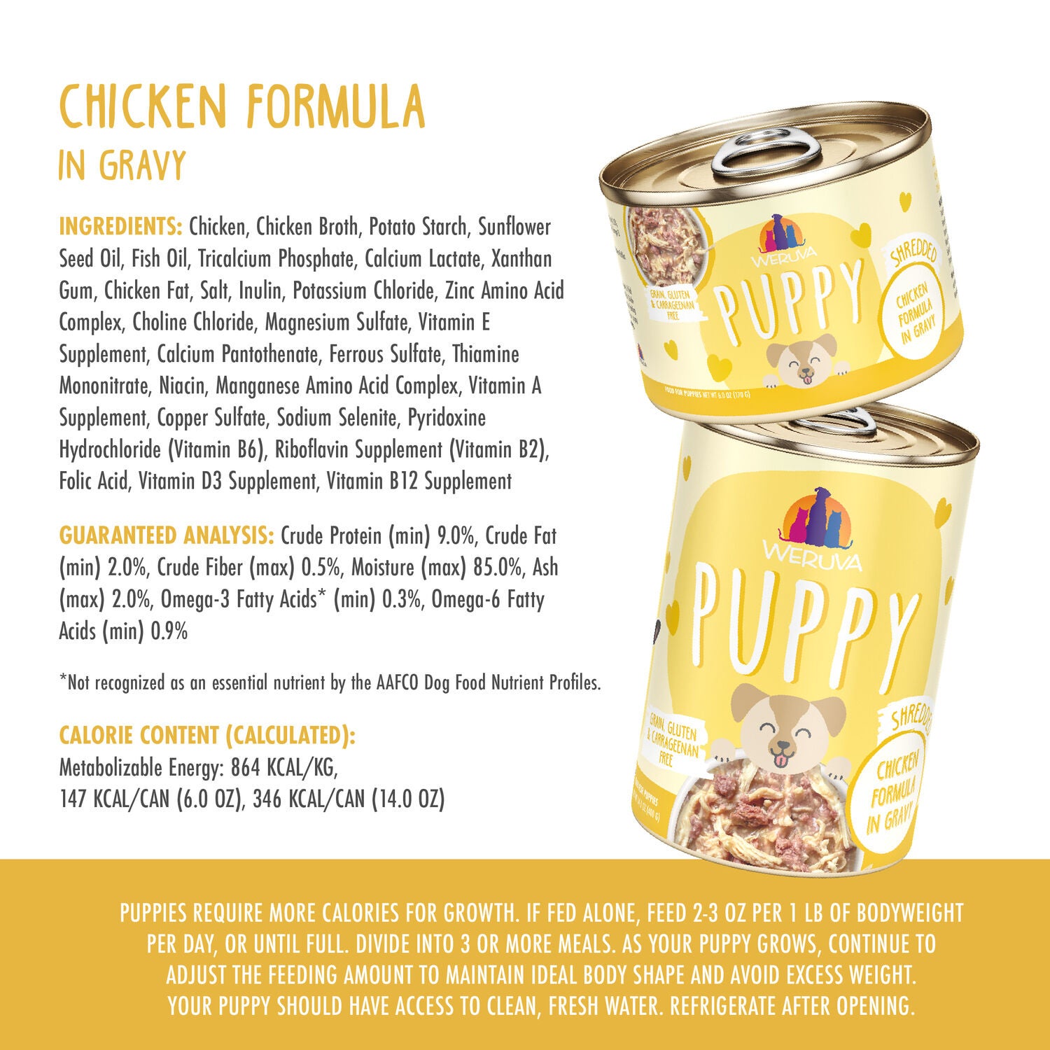 Weruva Puppy Chicken In Gravy Wet Dog Food, 6-Oz Pack Of 8