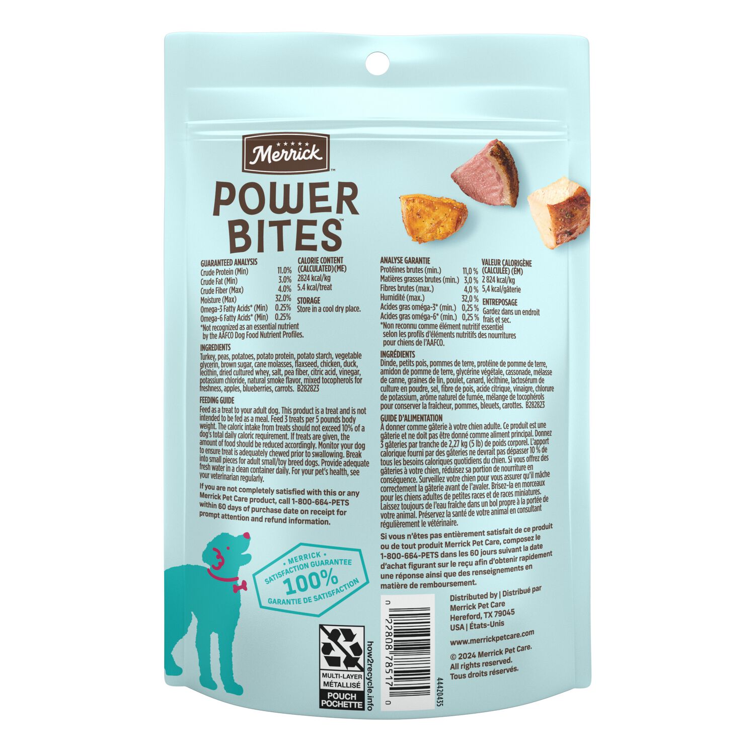 Merrick Power Bites Turducken Recipe Soft And Chewy  Dog Treats, 6-Oz Bag