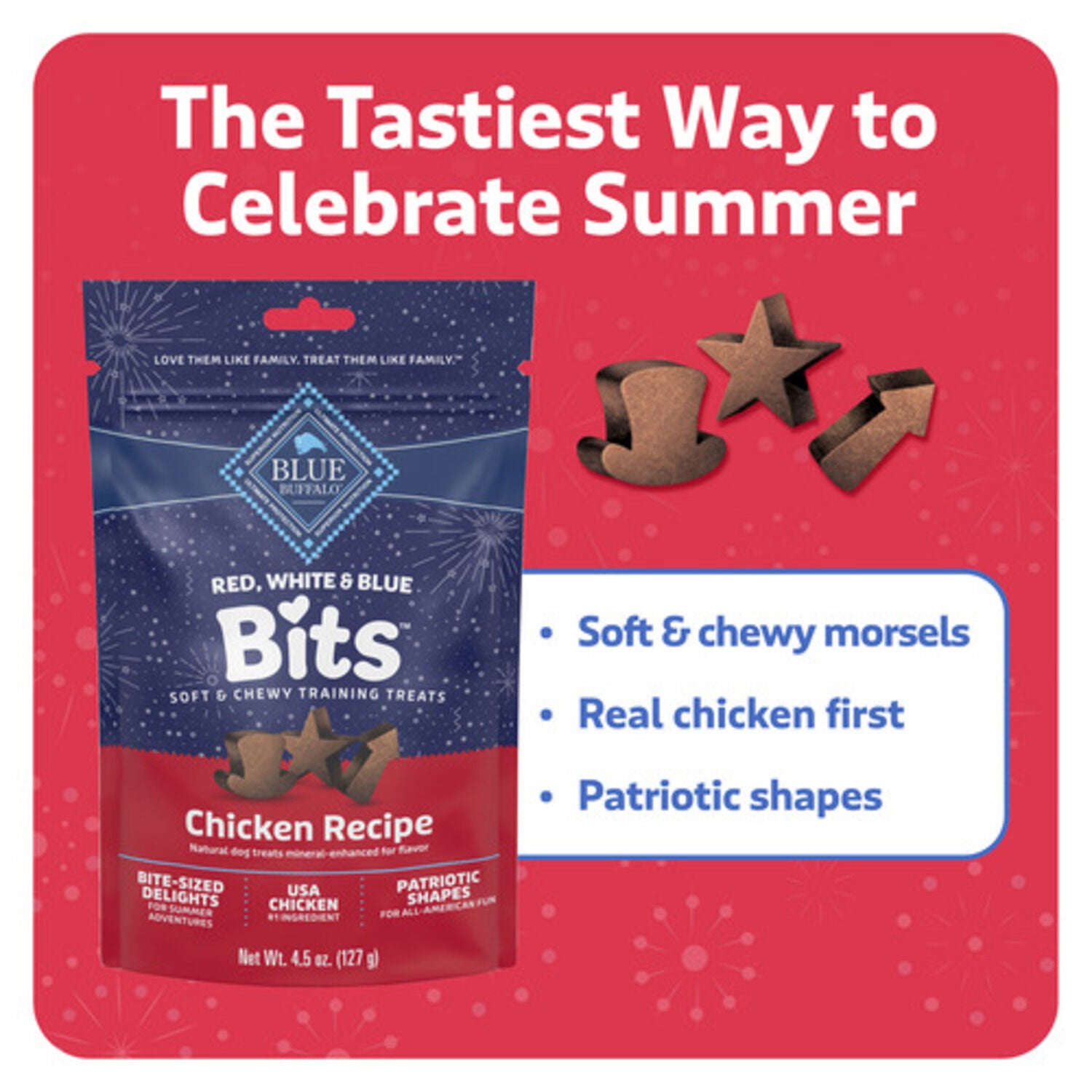 Blue Buffalo Bits Red, White & Blue Soft & Chewy Dog Training Treats, Chicken Recipe, 4.5-Oz