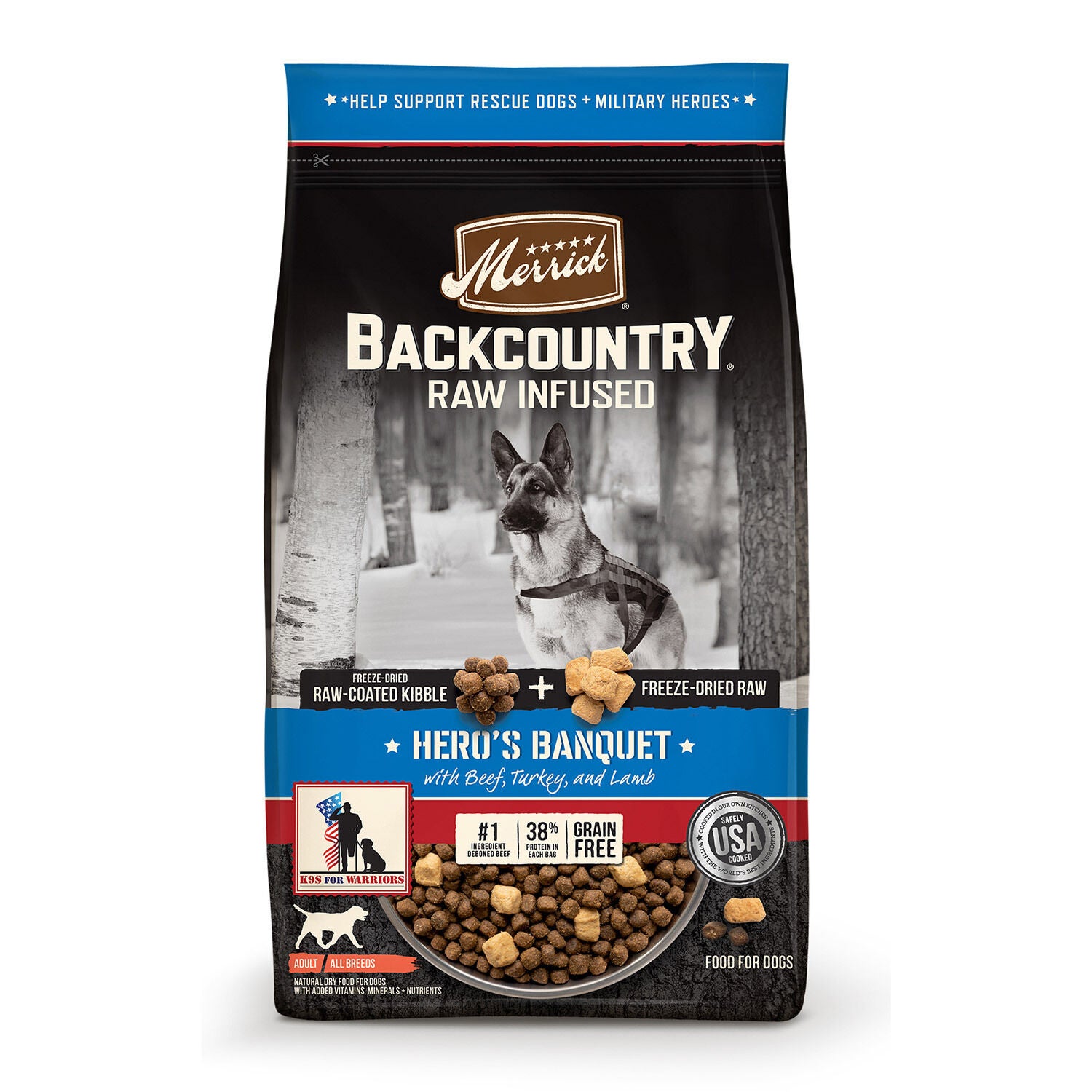 Merrick Backcountry Grain Free Dry Adult Dog Food, Kibble With Freeze Dried Raw Pieces, Hero&rsquo;S Banquet Recipe
