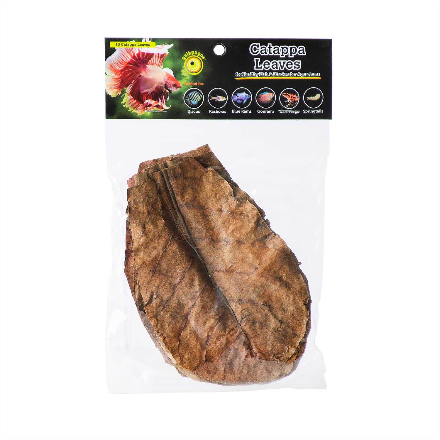 Gal&aacute;pagos Catappa Leaves Fish Aquarium Decor, 10Pc Mini Bag