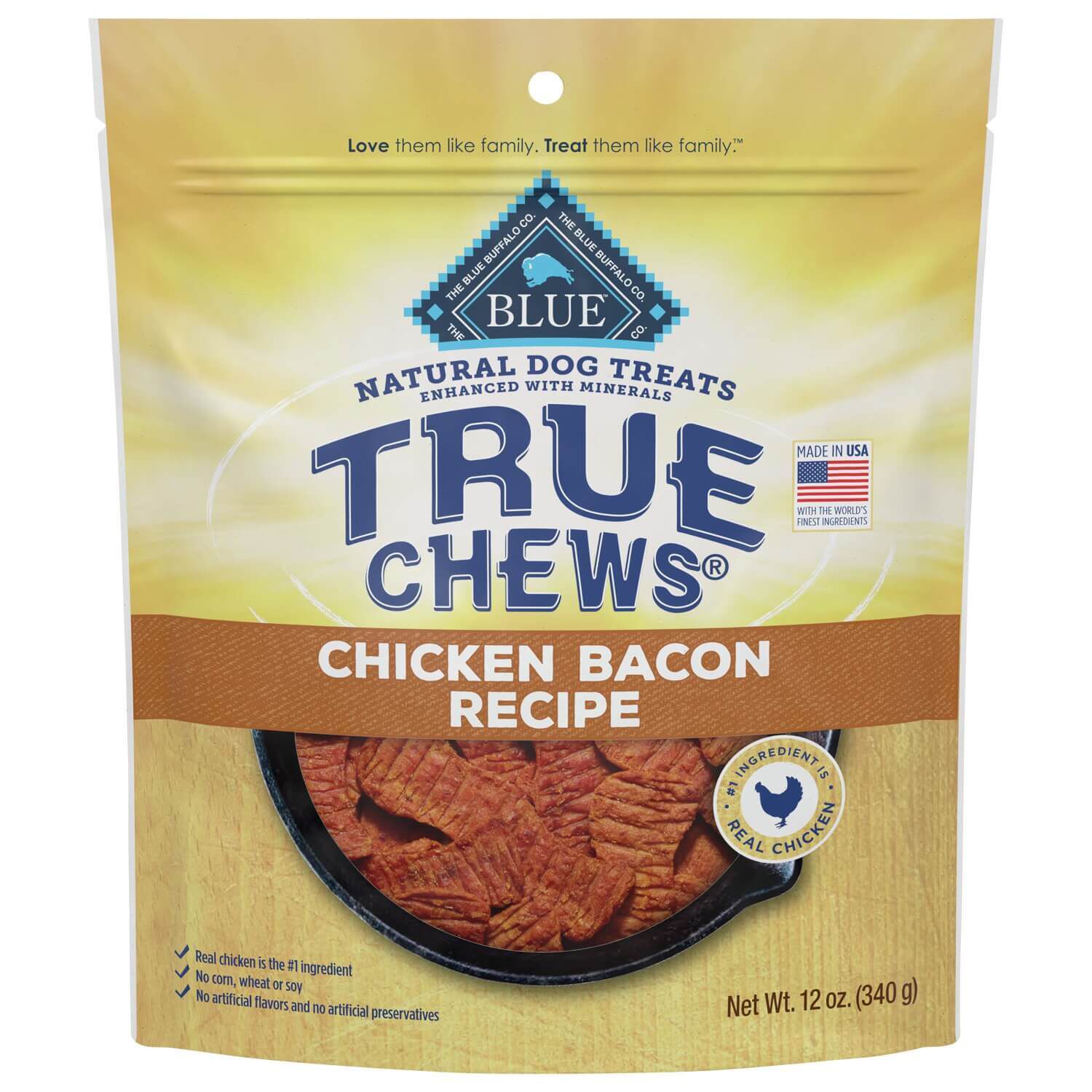 Blue Buffalo True Chews Premium Natural Dog Treats, Chicken & Bacon