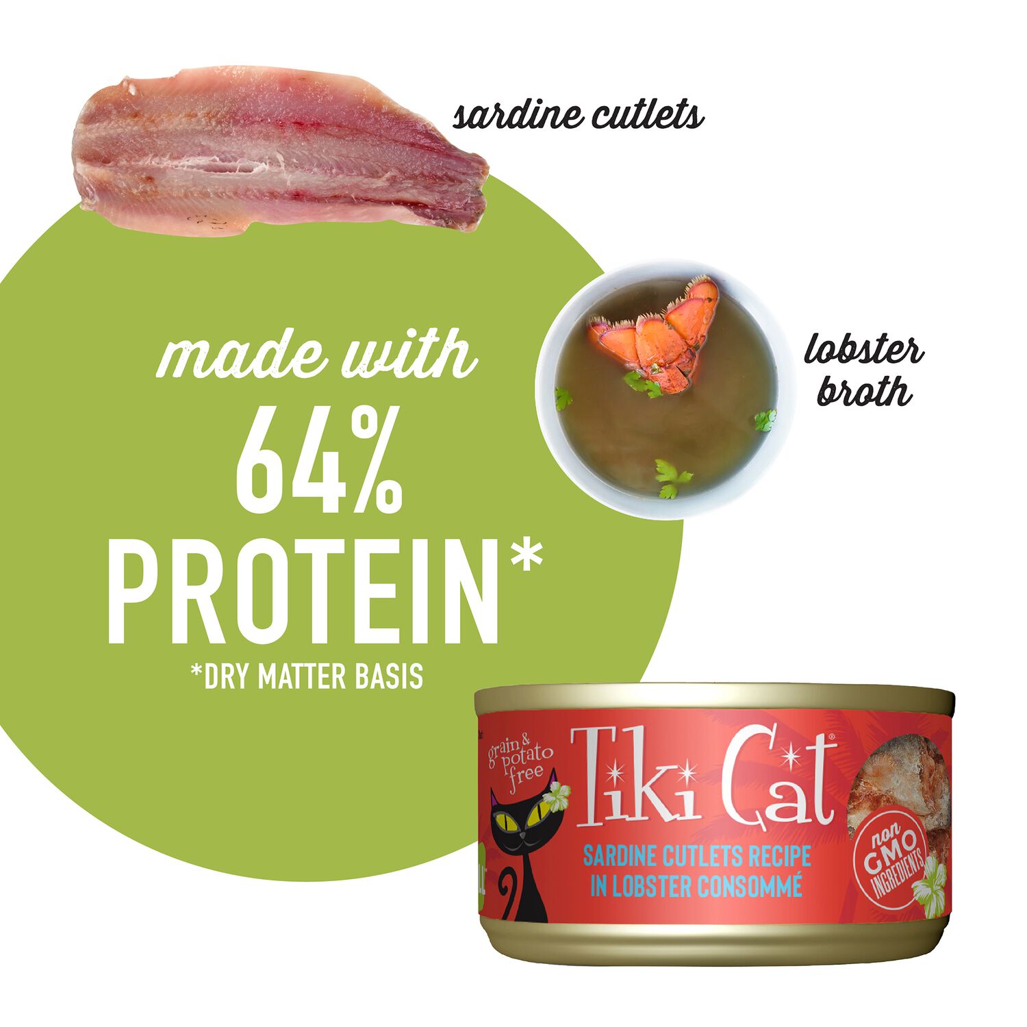 Tiki Cat Grill Wet Cat Food, Sardine Cutlets In Lobster Consomme, 2.8-Oz Can