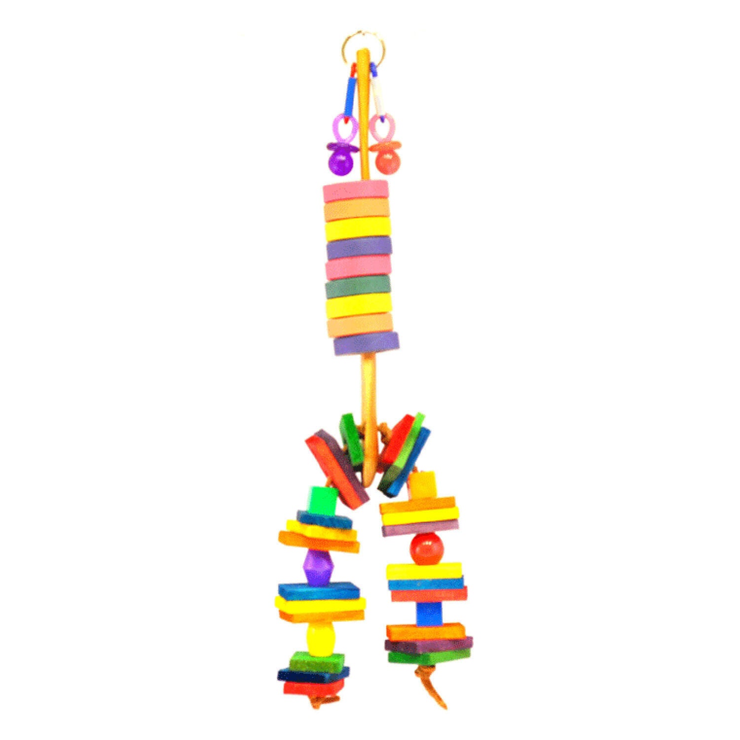 A&E Cage Happy Beaks Wooden Spoon With Bagels, Blocks & Beads Bird Toy