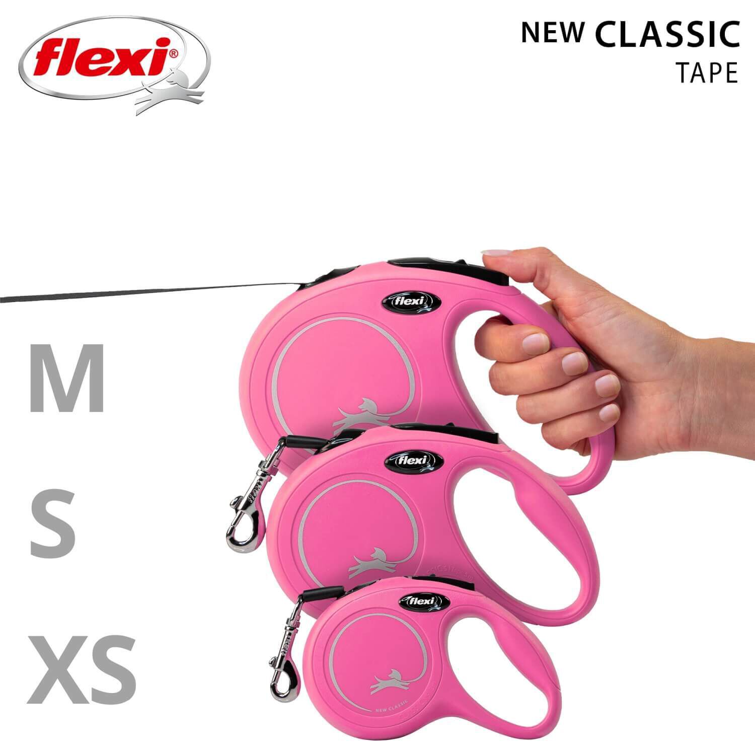 Flexi Classic Tape Retractable Dog Leash - Pink, 16'