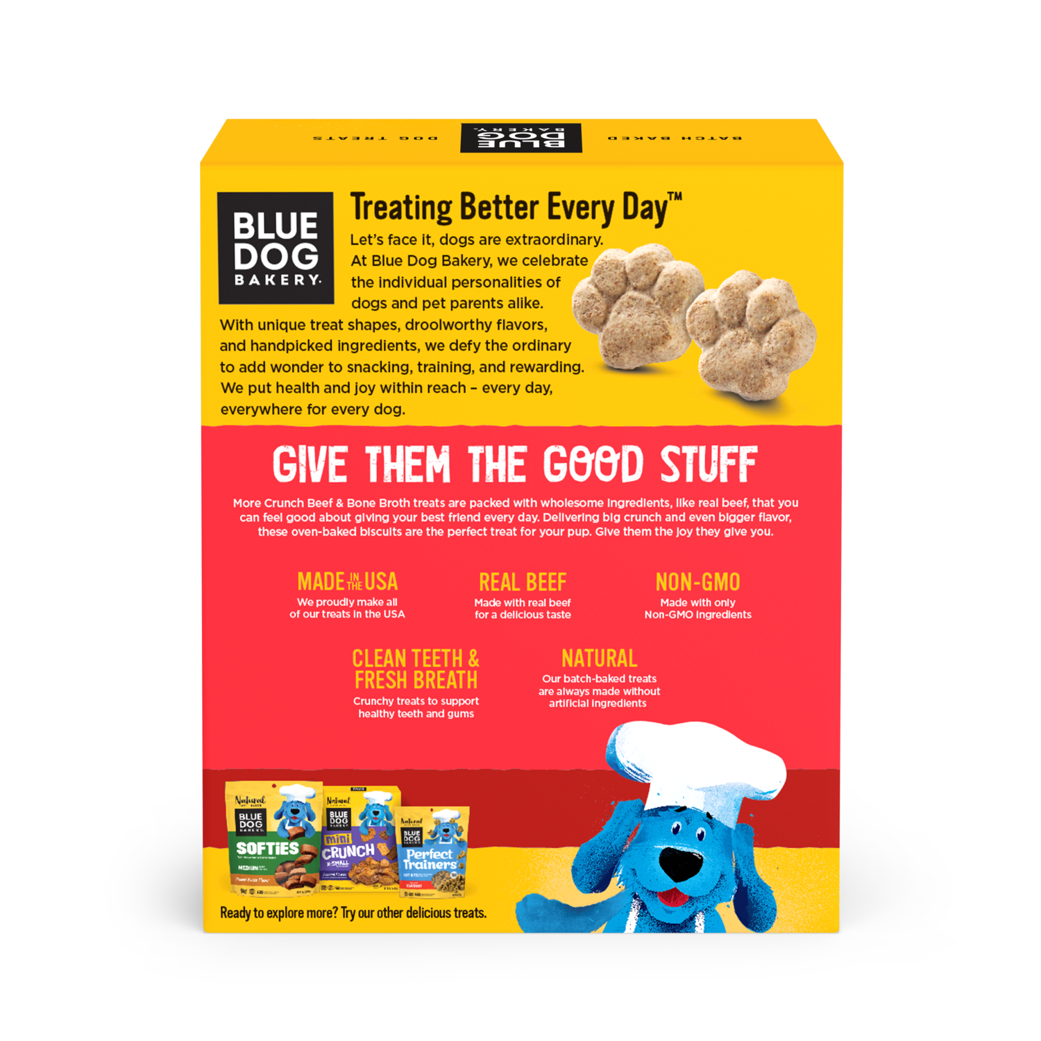 Blue Dog Bakery More Crunch Beef & Bone Broth Flavor Crunchy Biscuit Dog Treats, 18-Oz Bag