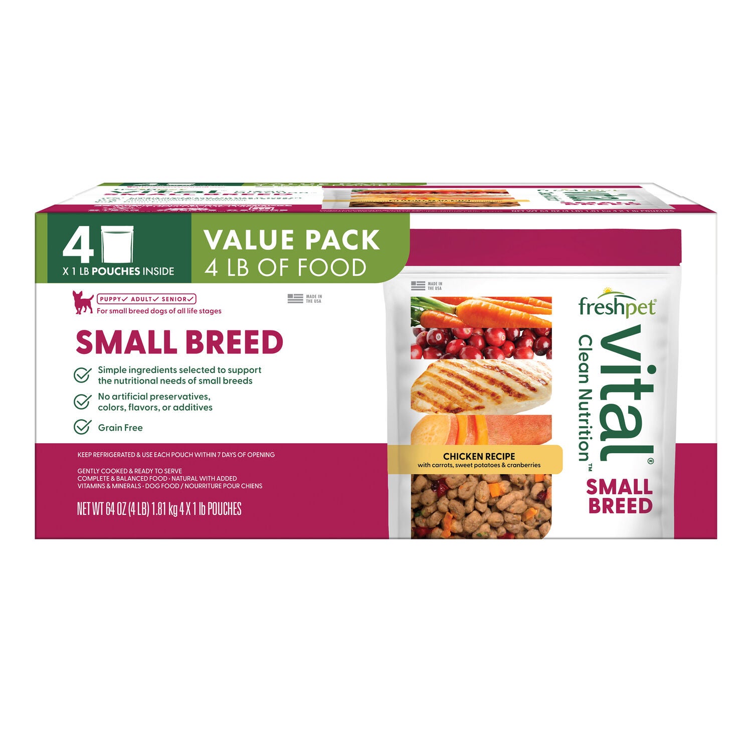 Freshpet Vital Clean Nutrition Small Breed Fresh Dog Food, Chicken Recipe
