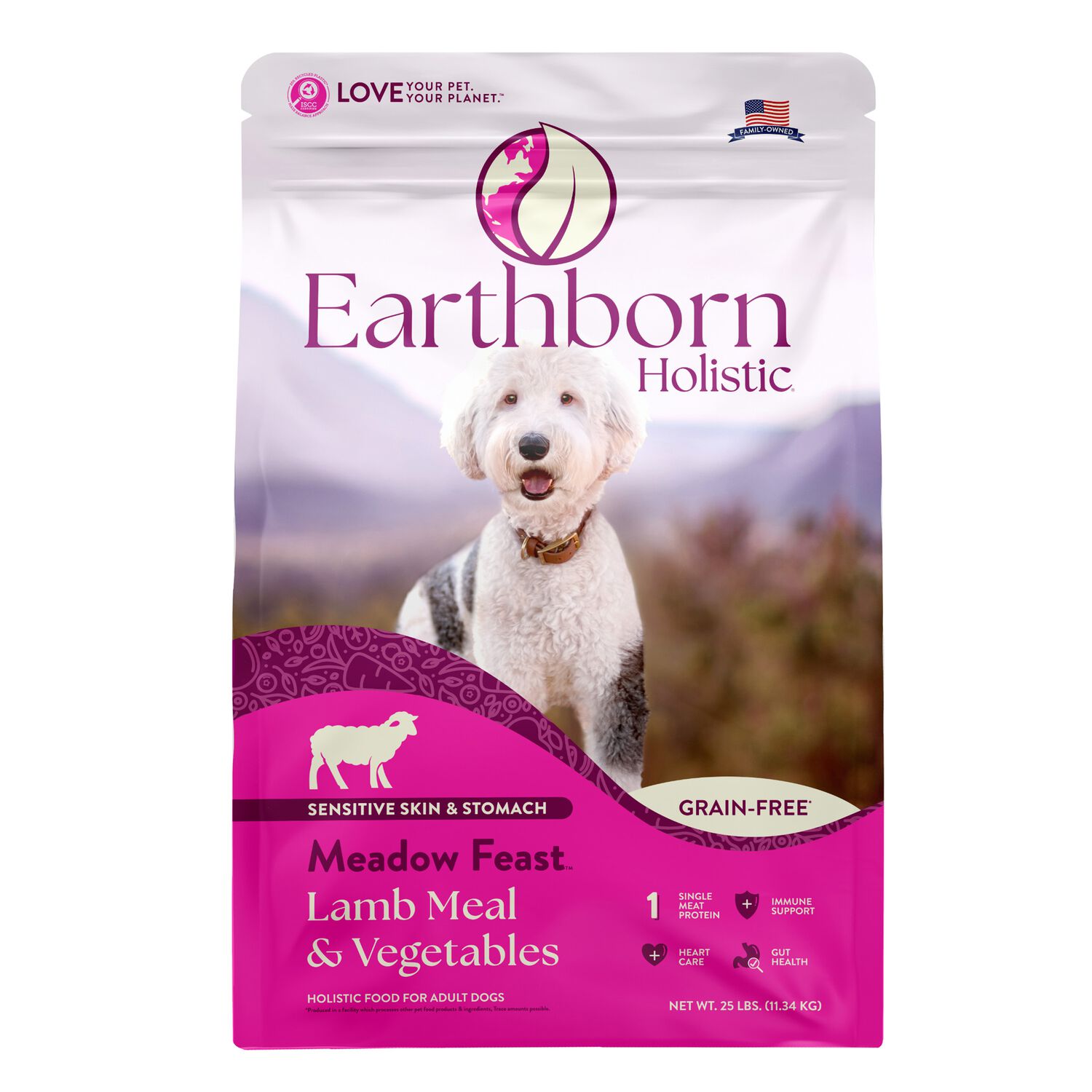 Earthborn Holistic Meadow Feast Grain-Free Dry Dog Food Lamb Meal & Vegetables 25-Lb Bag