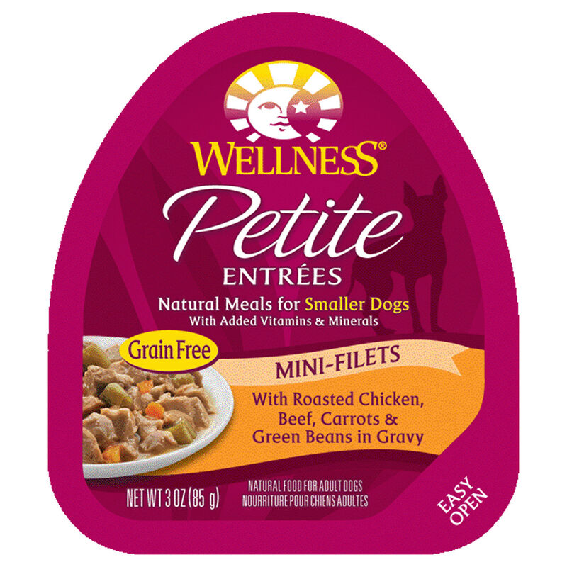 Wellness Petite Entrees Mini Filets Small Breed Wet Dog Food, Roasted Chicken, Beef, Carrots & Green Beans
