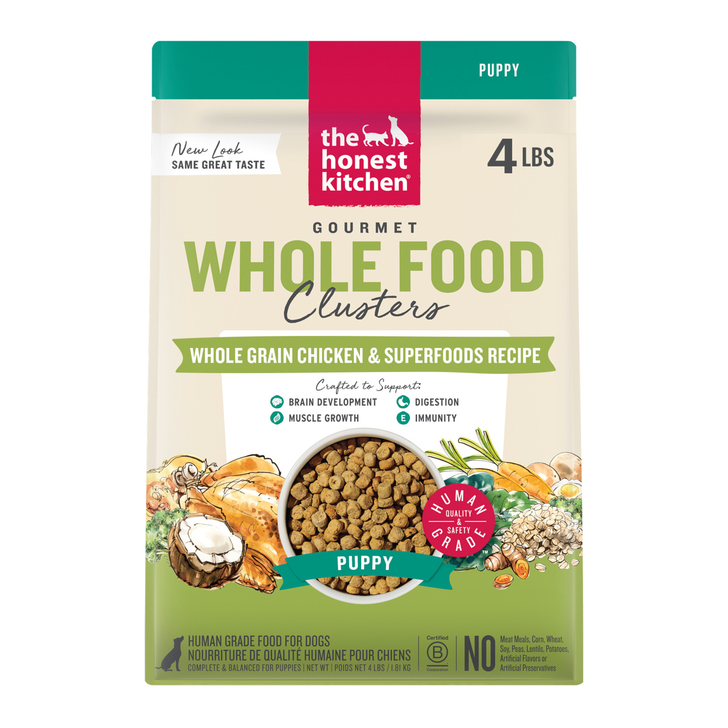 The Honest Kitchen Gourmet Whole Food Clusters Whole Grain Chicken & Superfoods Recipe Puppy Dry Dog Food