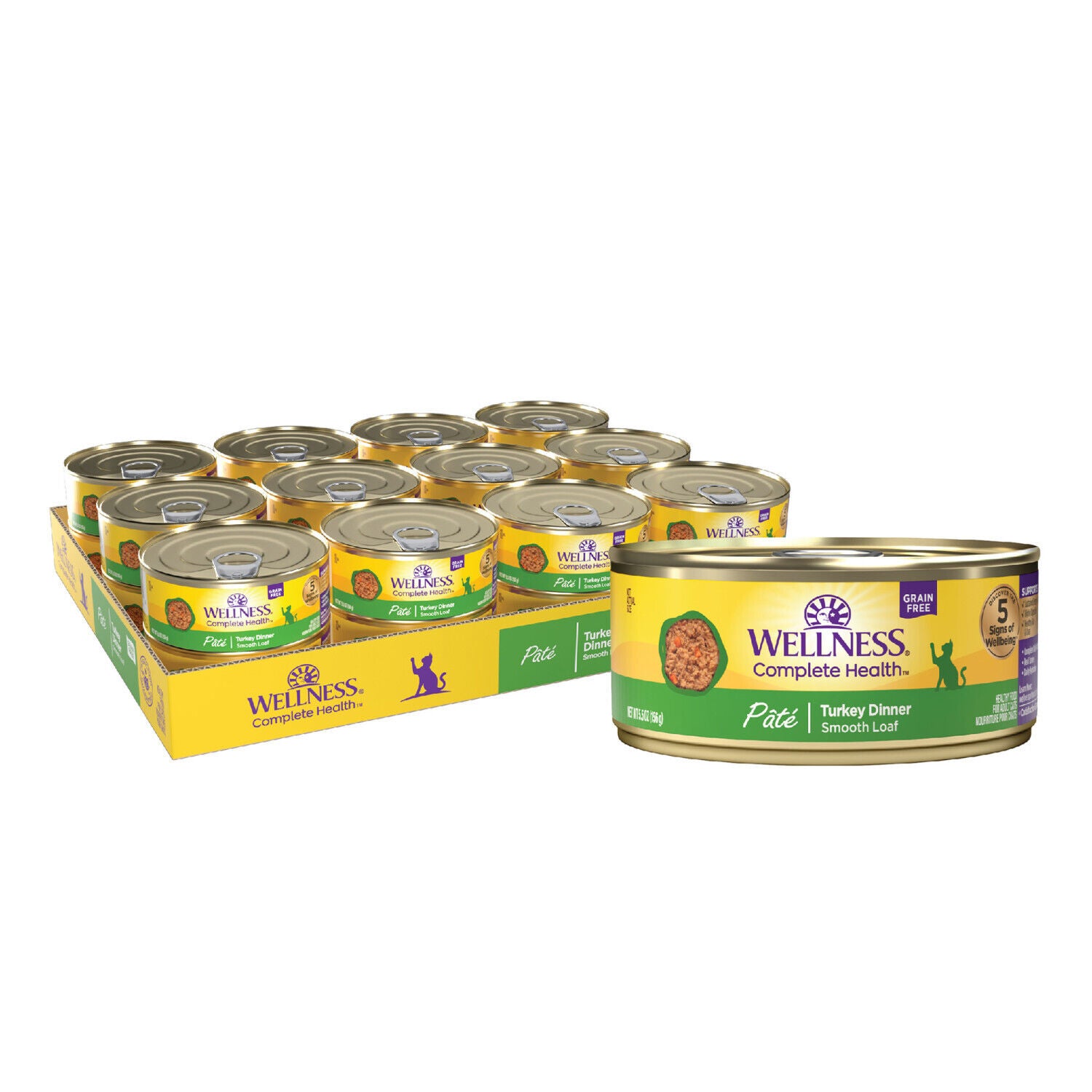 Wellness Complete Health Pate Adult Wet Cat Food, Natural, Protein-Rich, Grain Free, Turkey Recipe