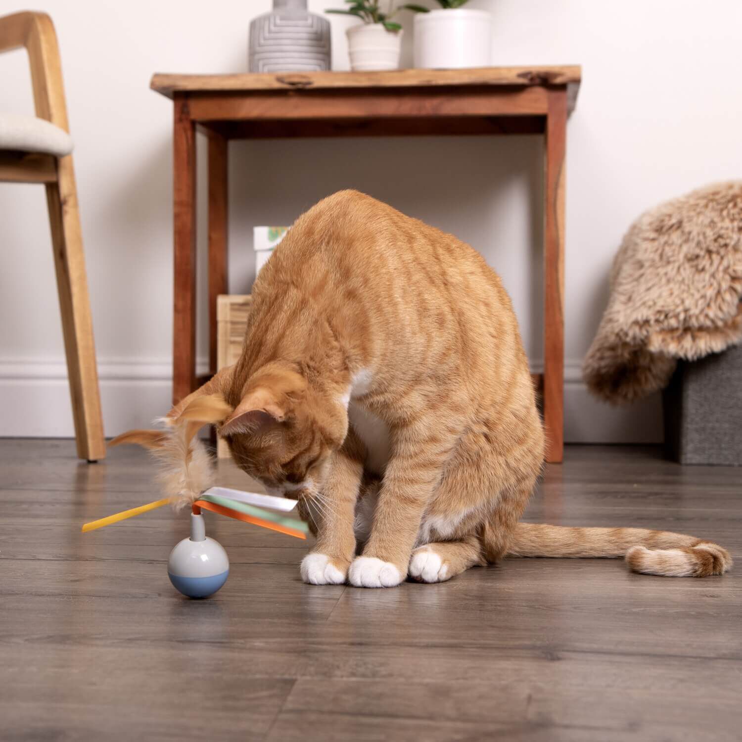 Instincts By Smartykat&reg;Rowdy Ribbons Electronic Motion Spinning Ball Cat Toy, Battery Powered