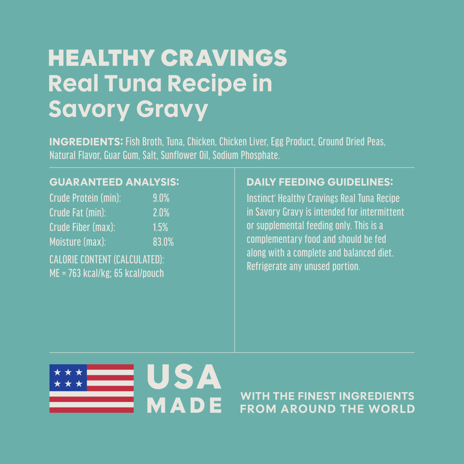 Instinct Healthy Cravings Grain-Free Real Tuna Recipe In Savory Gravy Wet Cat Food Topper, 3-Oz, Pack Of 24