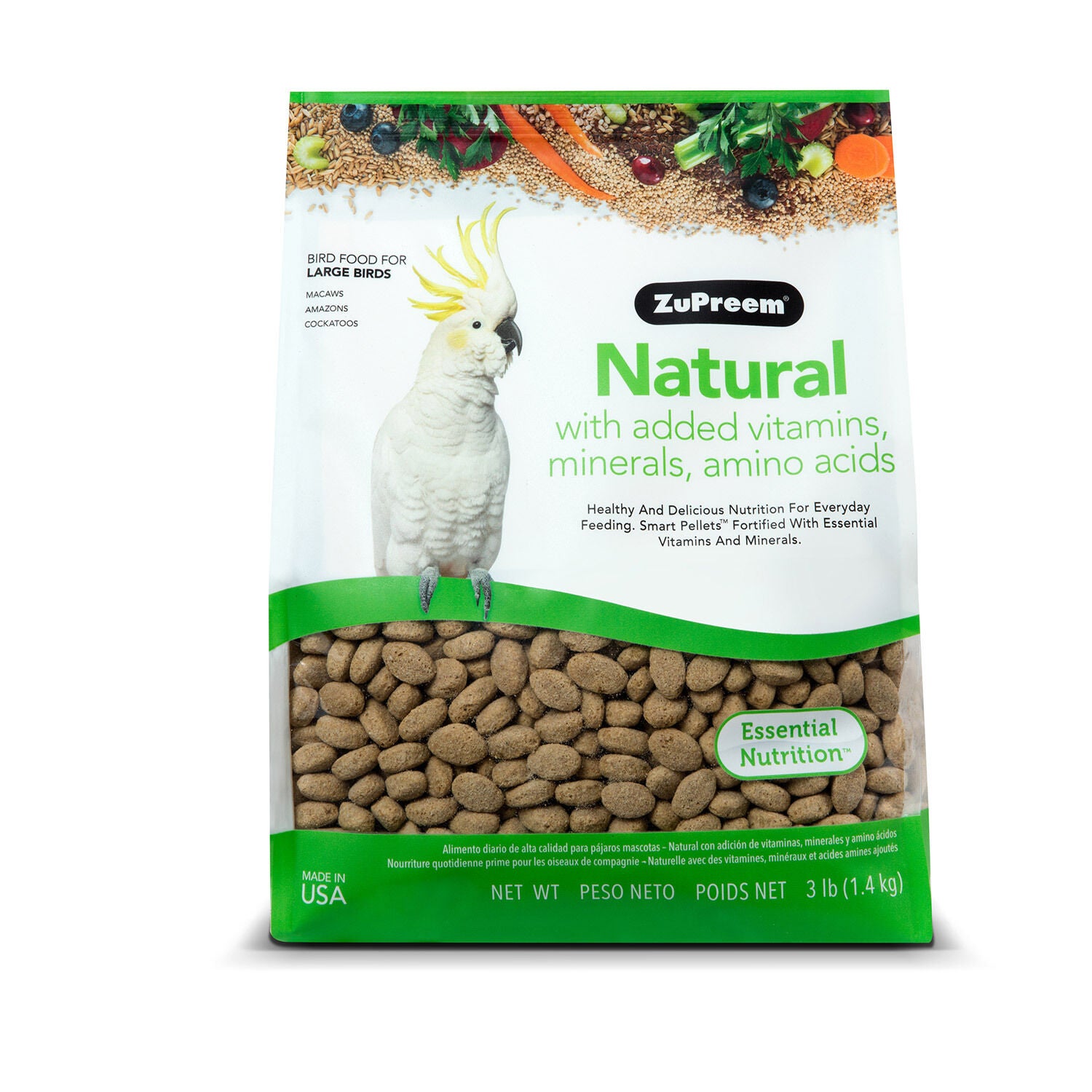 Zupreem Natural Bird Food Large Parrots, 3Lb