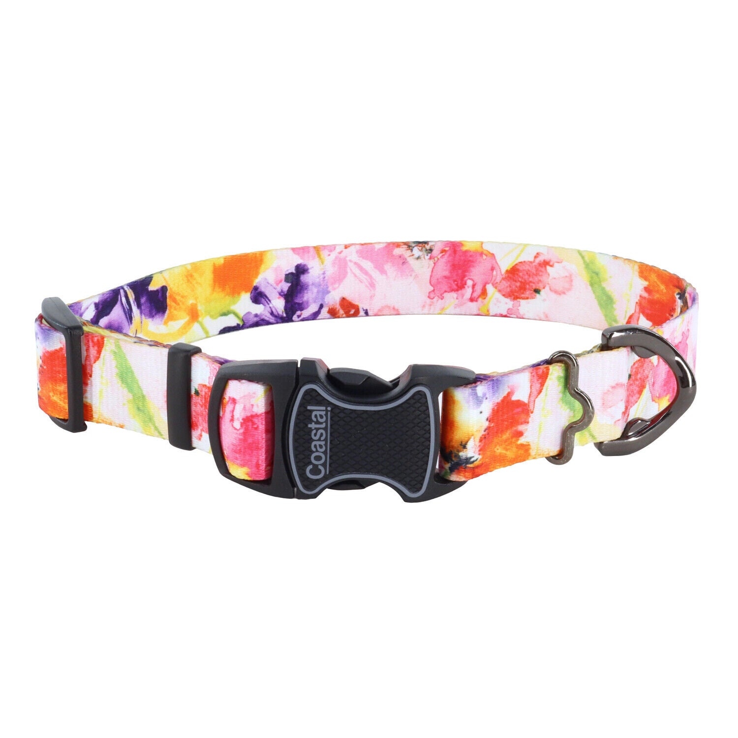 Inspire By Coastal Adjustable Fashion Dog Collar, Sherbet Blooms, Medium - 1" X 14"-20"