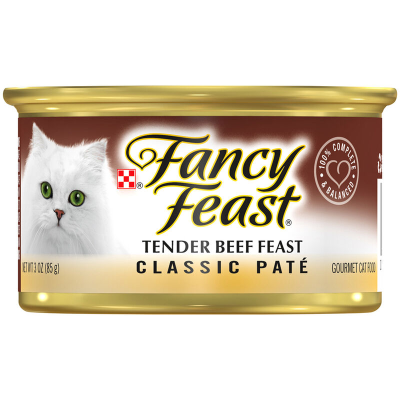 Fancy Feast Tender Beef Feast Pate Classic Grain Free Wet Cat Food