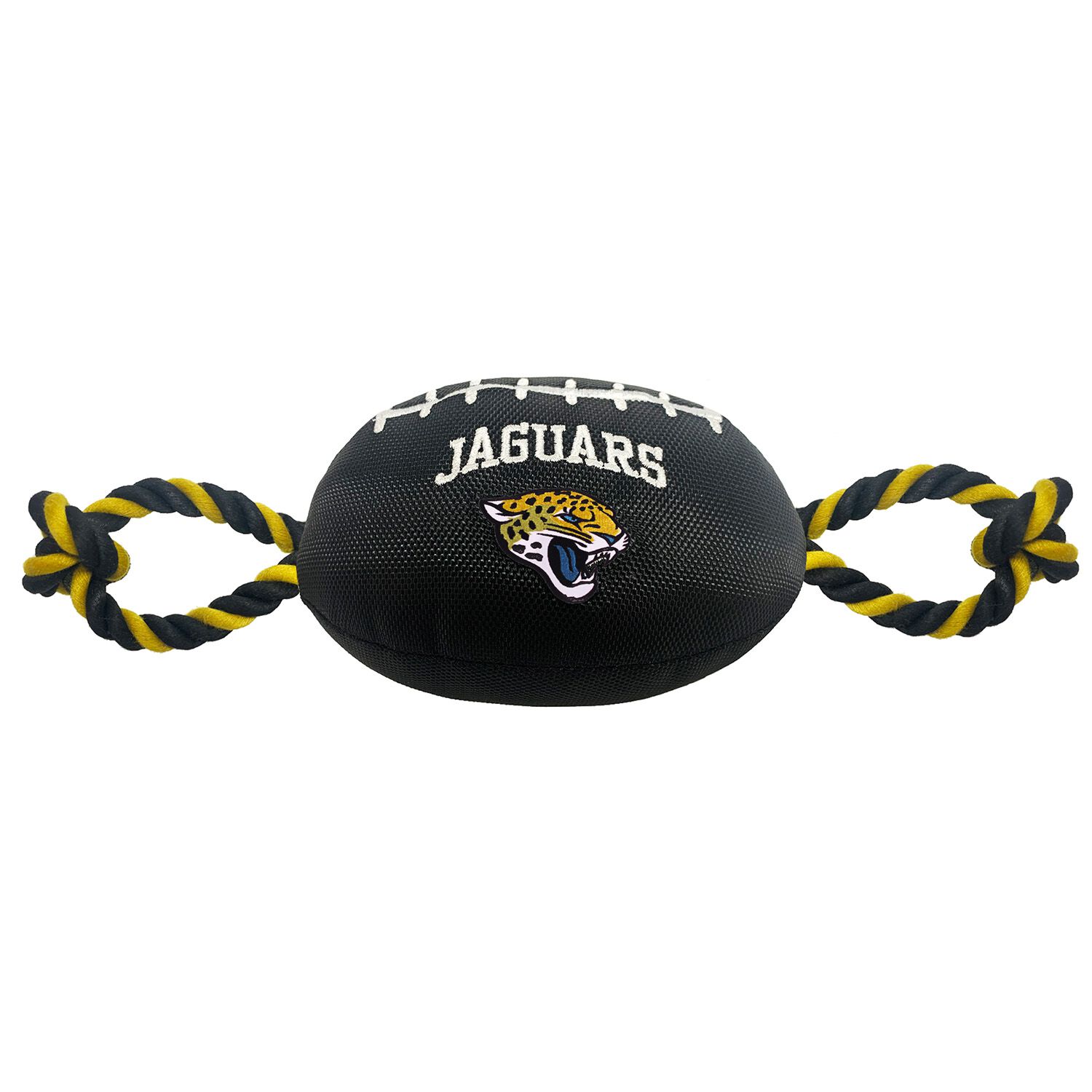 Pets First Jacksonville Jaguars Football Rope & Tug Squeaky Dog Toy