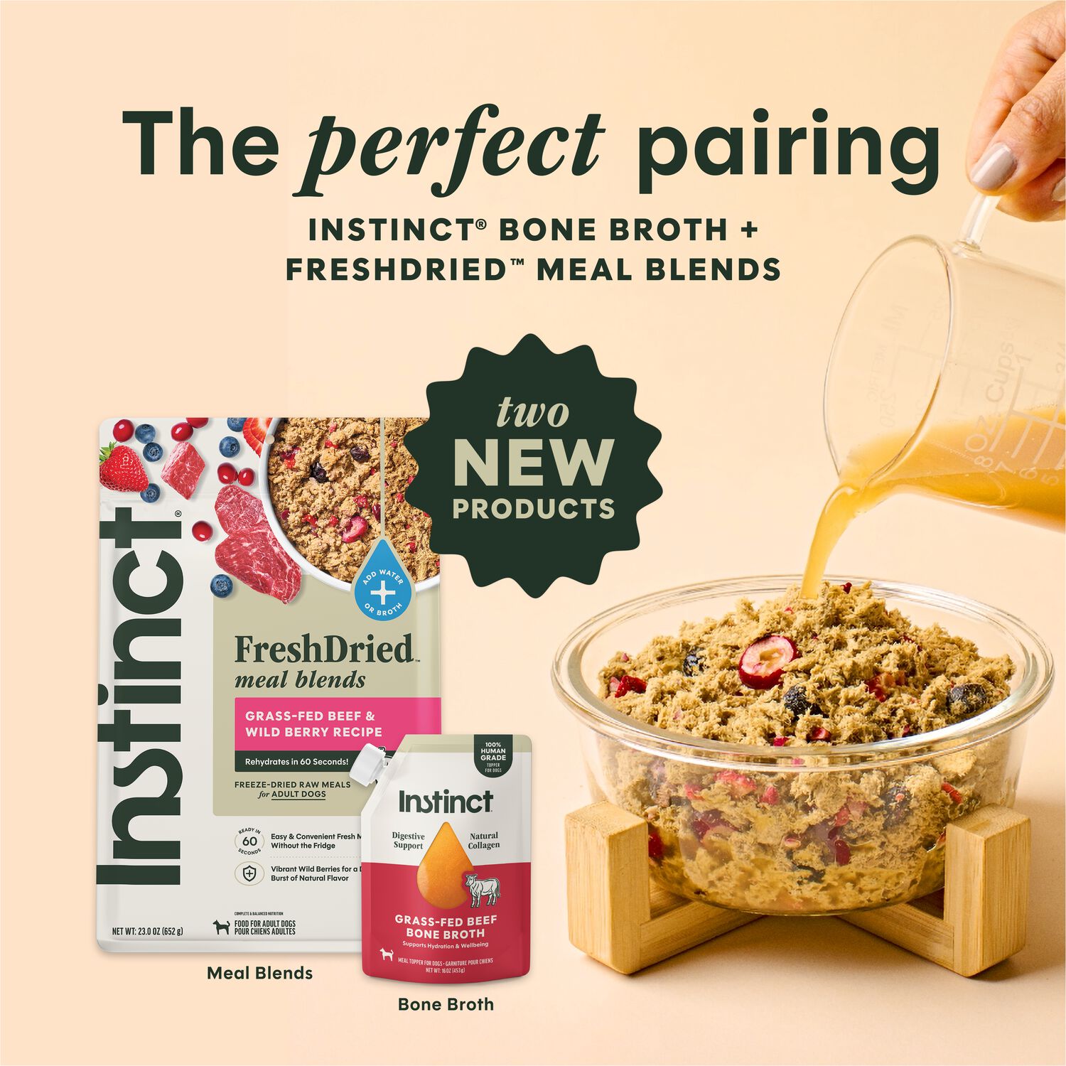 Instinct Grass-Fed Beef Bone Broth Dog Food Topper, 16-Oz Resealable Pouch Pack Of 6