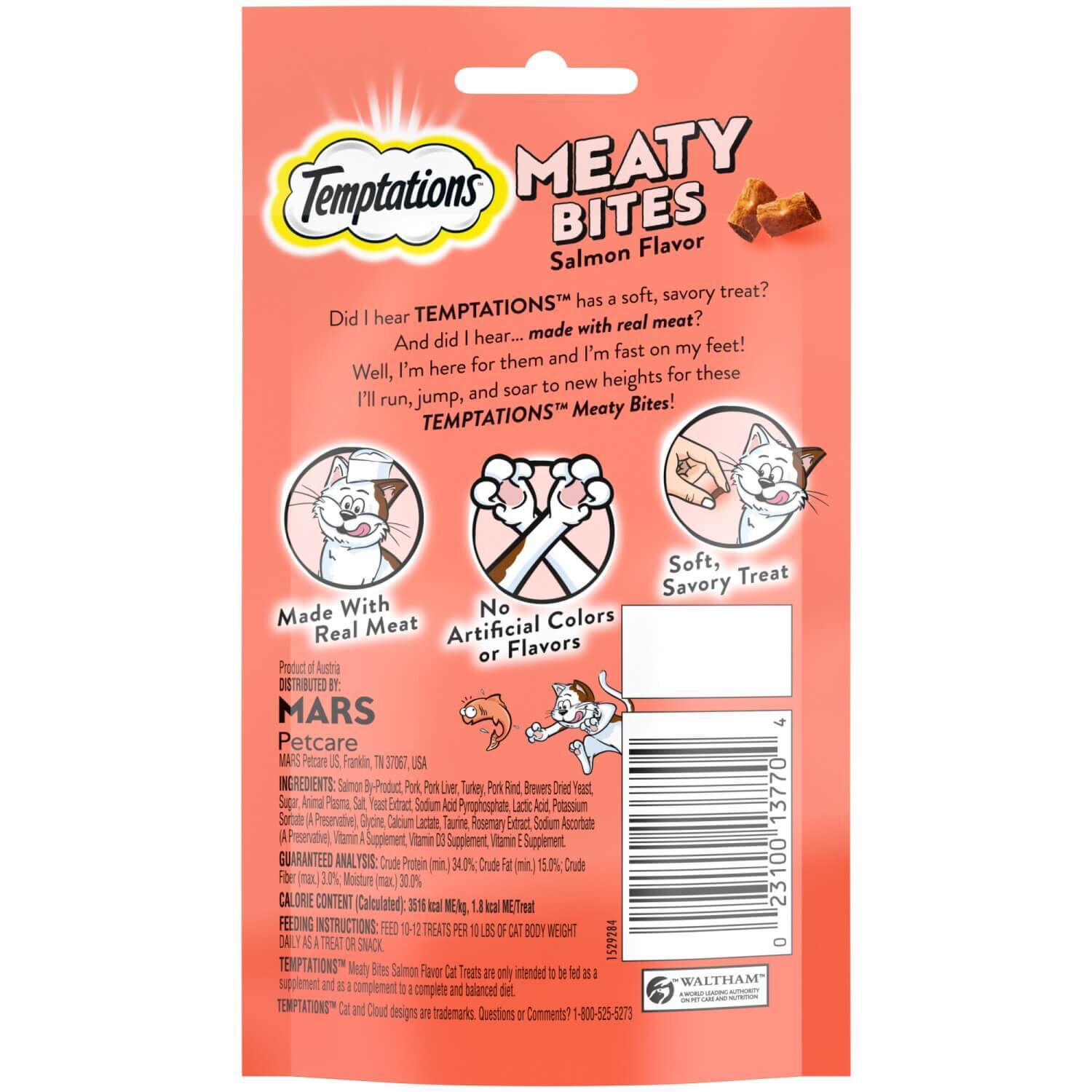 Temptations Meaty Bites Soft & Savory Cat Treats, Salmon Flavor