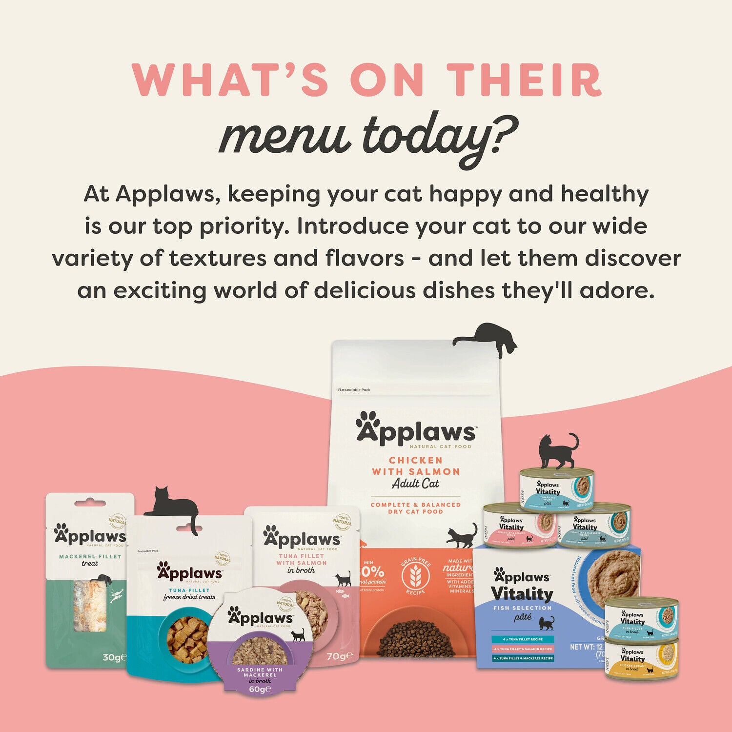 Applaws&trade; Vitality Natural Adult Wet Cat Food With Added Vitamins & Minerals, Tuna Fillet & Salmon P&acirc;t&eacute; Recipe In Broth, 2.47-Oz